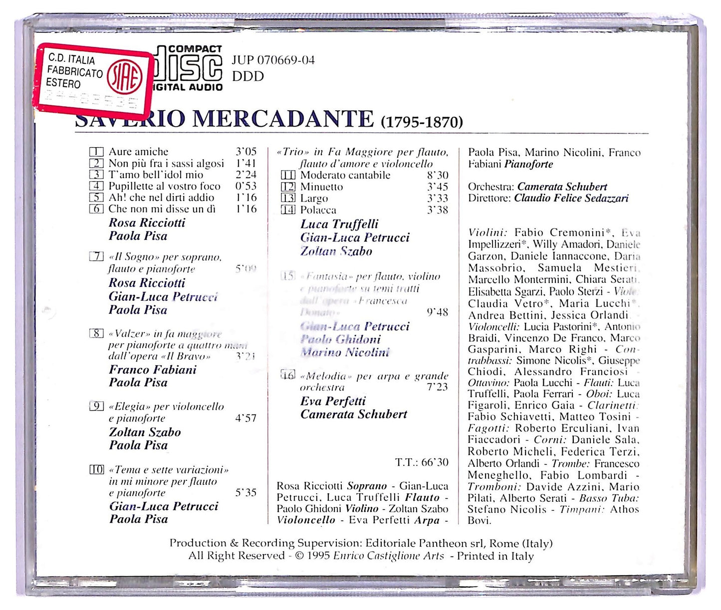 EBOND Saverio Mercadante  - Sei Ariette - Il Sogno... CD CD065403