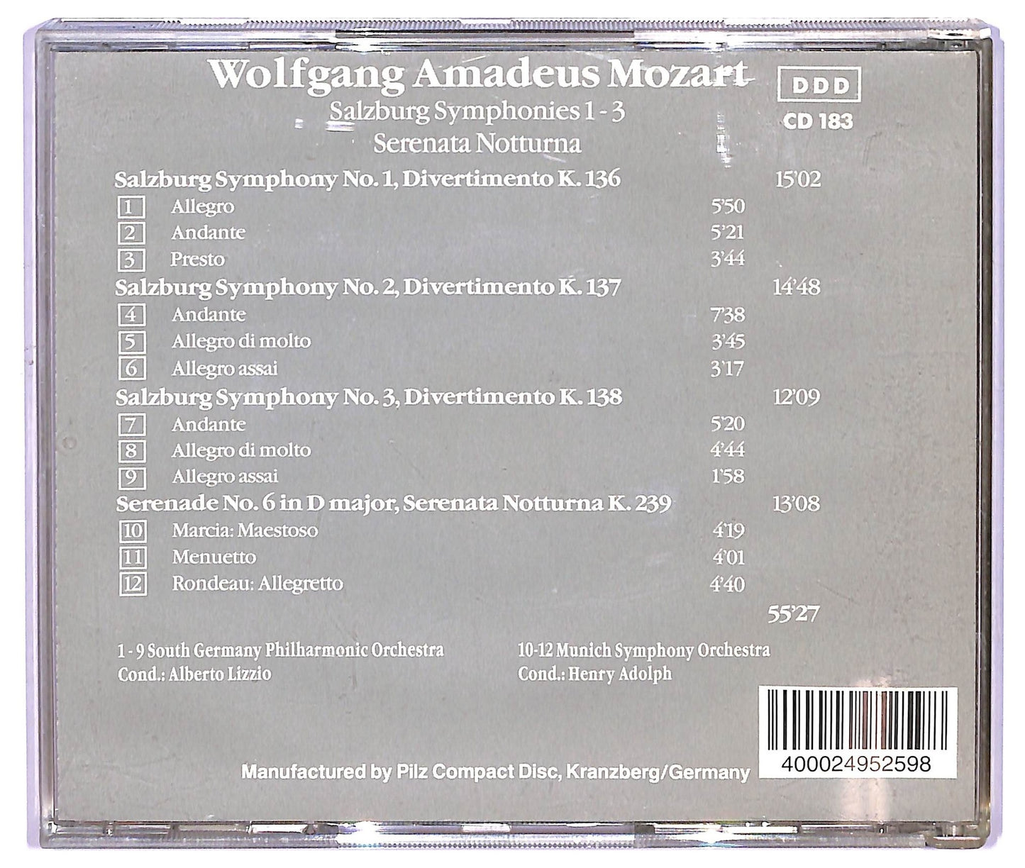EBOND Mozart - Salzburg Symphonies 1-3 - Serenata Notturna CD CD065408