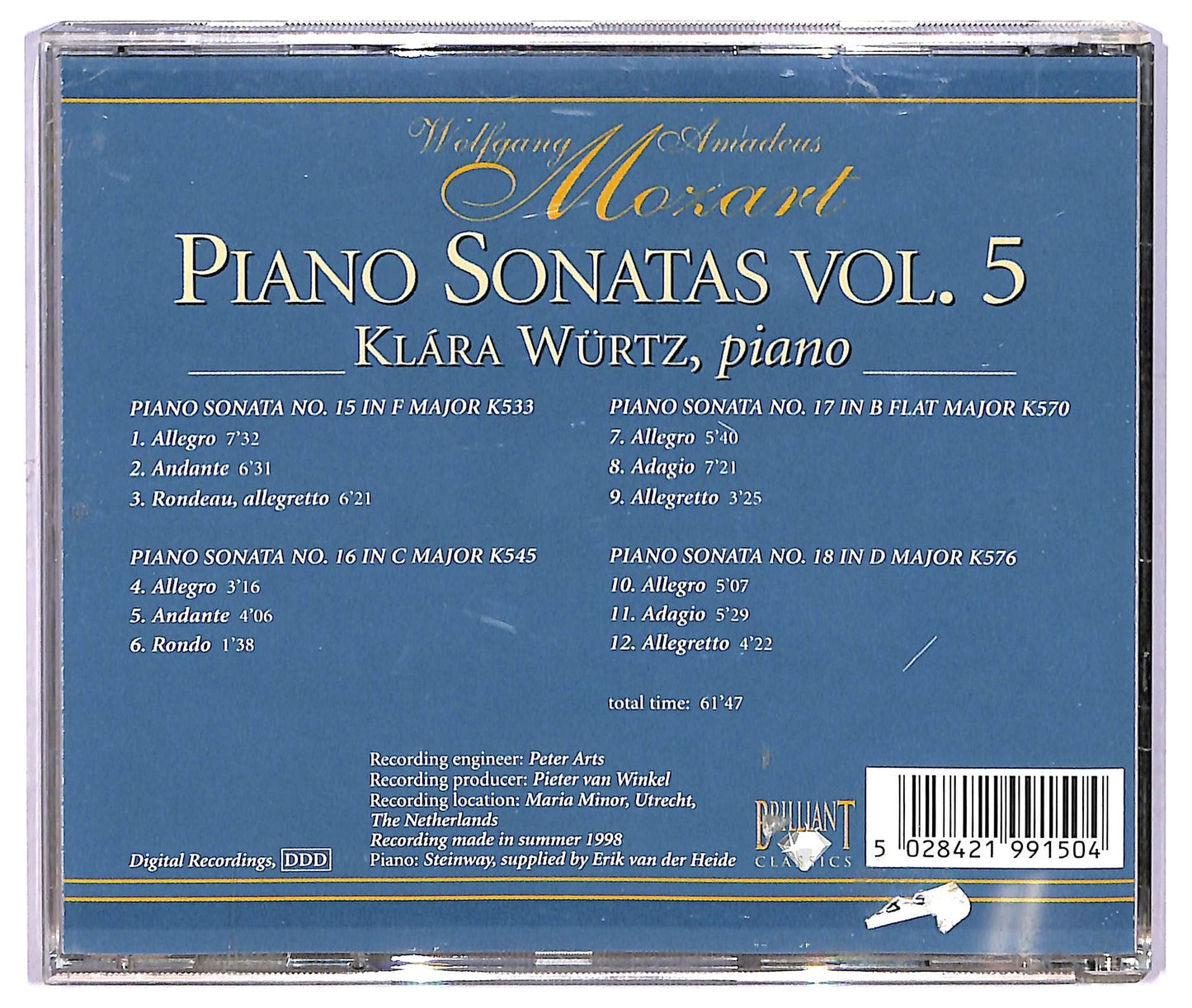 EBOND Wolfgang Amadeus Mozart Klara Wurtz - Piano Sonatas Vol. 5 CD CD065531