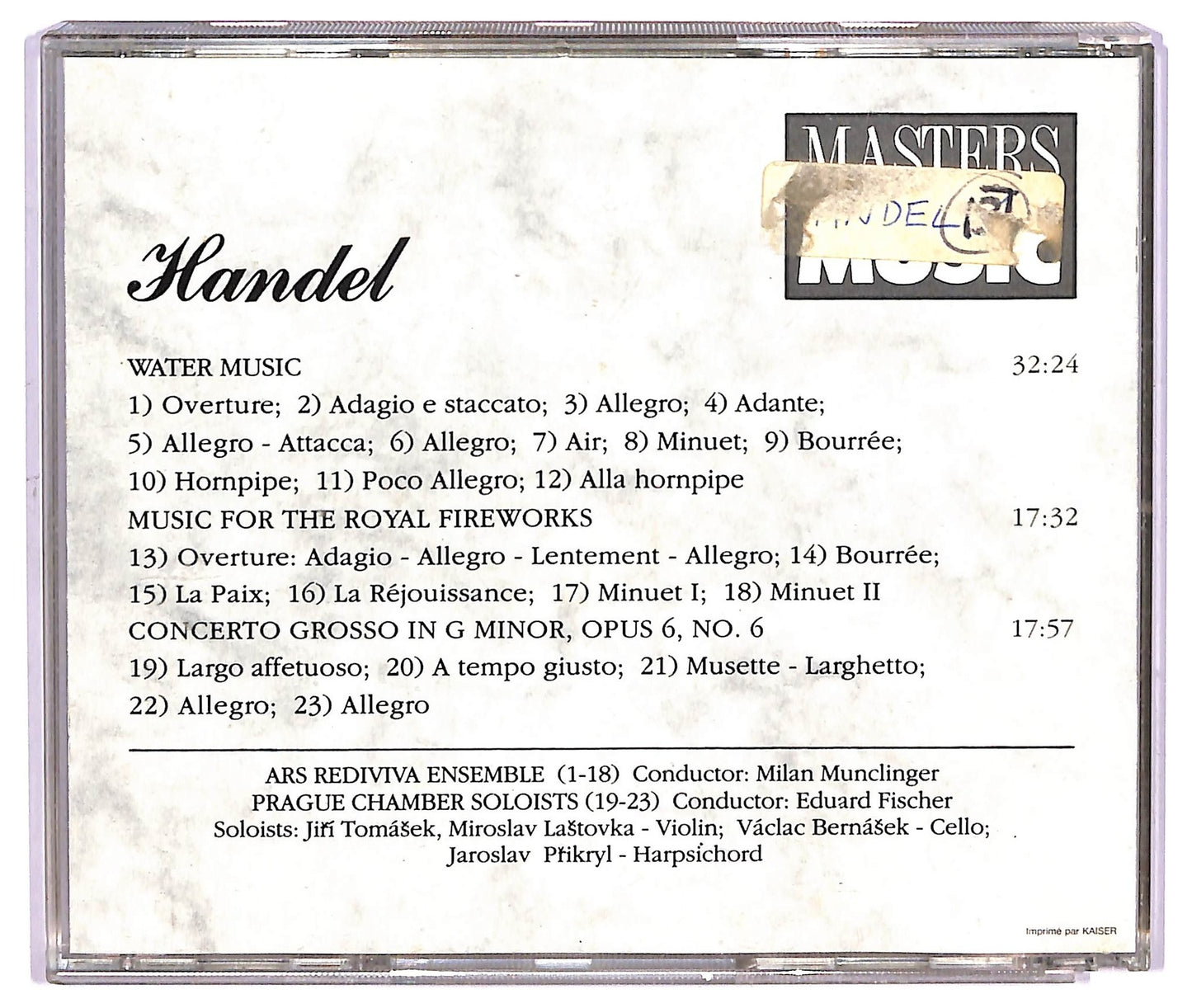 EBOND Handel - Water Music - Masters of music CD CD065548