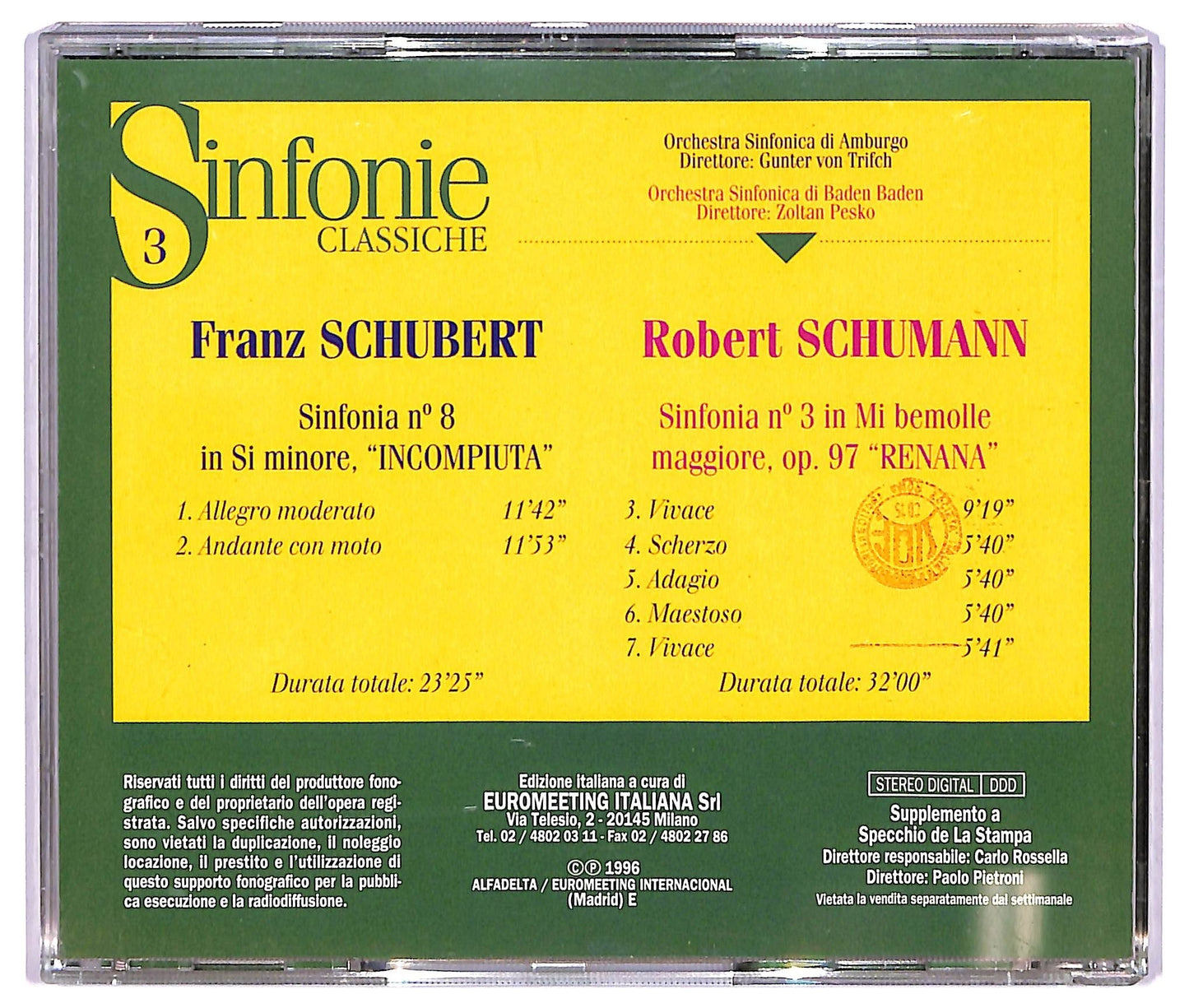 EBOND Schubert - Sinfonia N° 8 In Si Minore'Incompiuta Sinfonia N° 3 CD CD065644