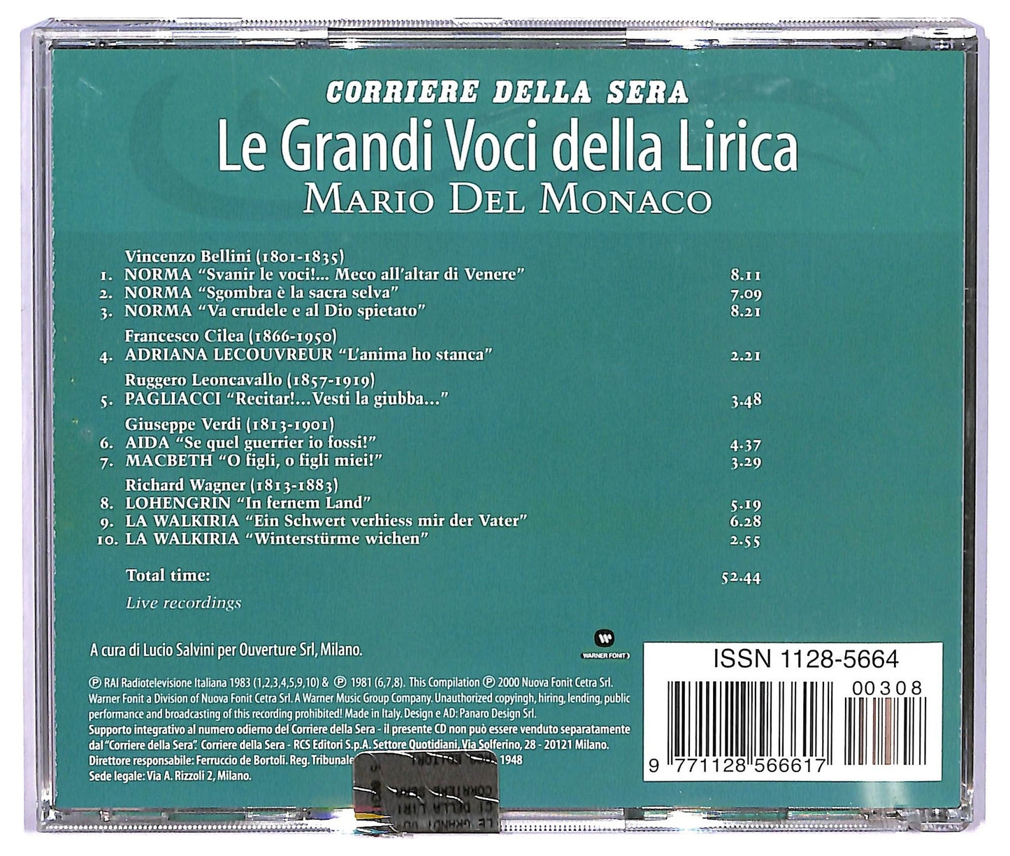 EBOND Mario del Monaco - Le Grandi Voci Della Lirica Vol. 7 ALBUM EDITORIALE JEWEL CASE CD CD065751