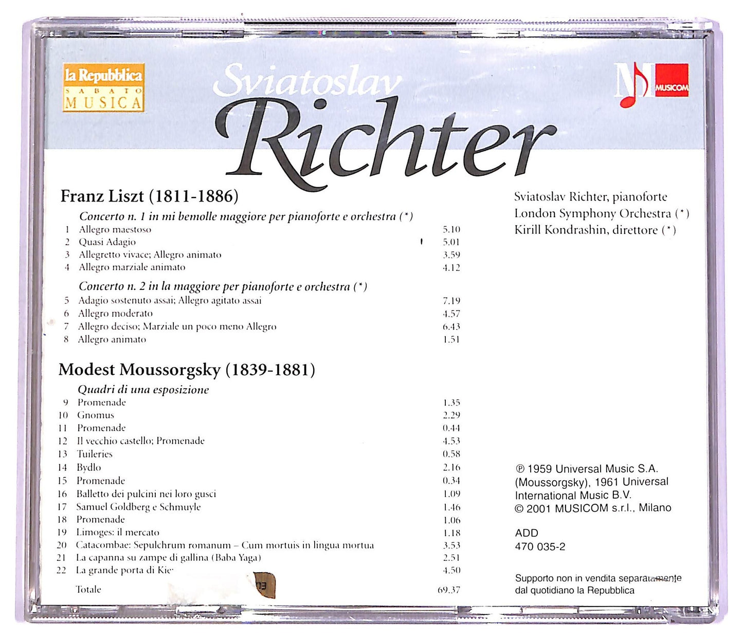EBOND Sviatoslav Richter - Liszt - Moussorgsky COMPILATION EDITORIALE JEWEL CASE CD CD065916