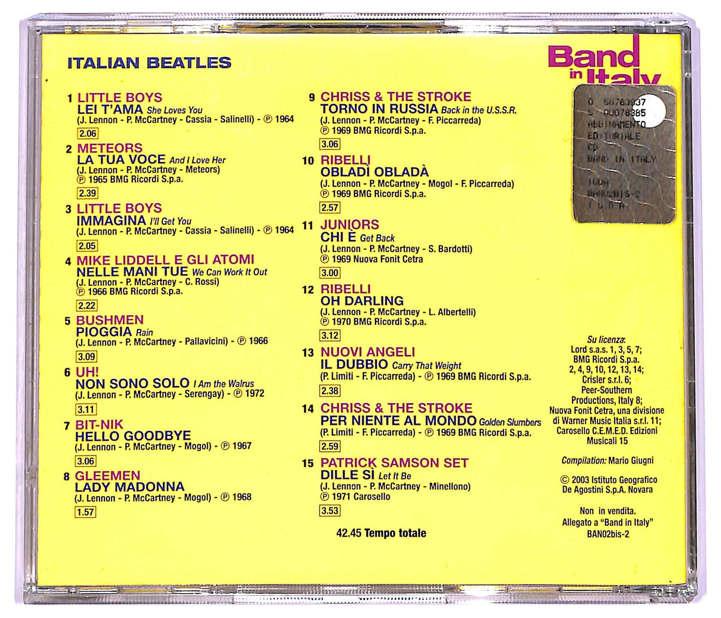 EBOND Various - Italian Beatles COMPILATION EDITORIALE JEWEL CASE CD CD066226
