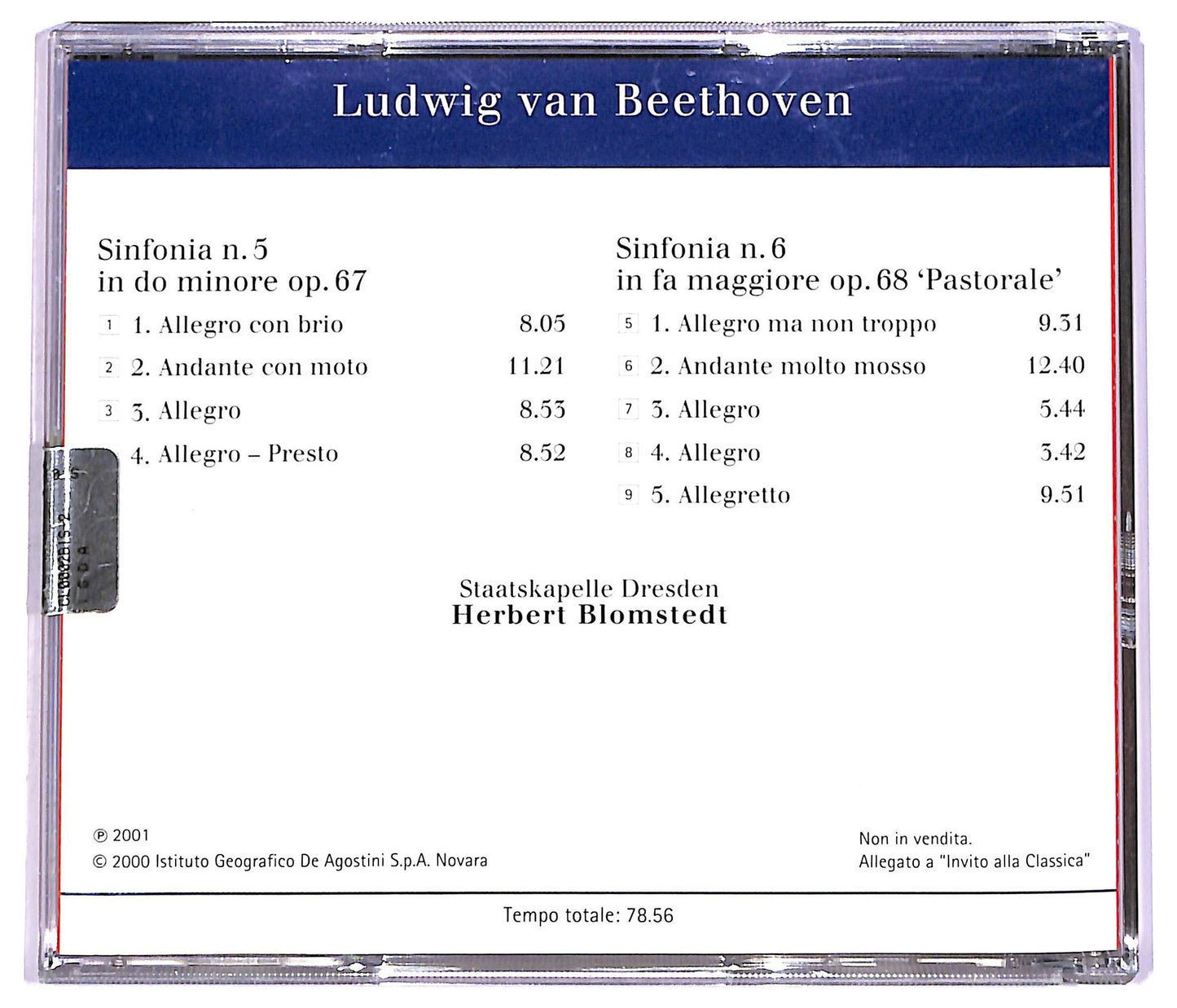 EBOND Beethoven - Sinfonie N. 5 E N. 6 Pastorale ALBUM EDITORIALE JEWEL CASE CD CD066443