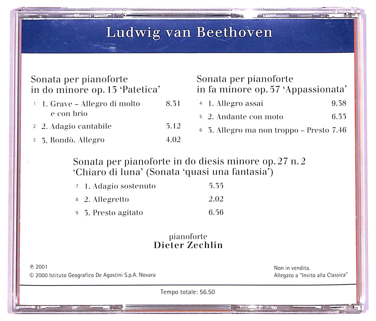EBOND Beethoven - Sonate Per Pianoforte Op. 13 Patetica Op. 57 Appassionata Op. 27 N. 2Chiaro Di Luna ALBUM EDITORIALE JEWEL CASE CD CD066455