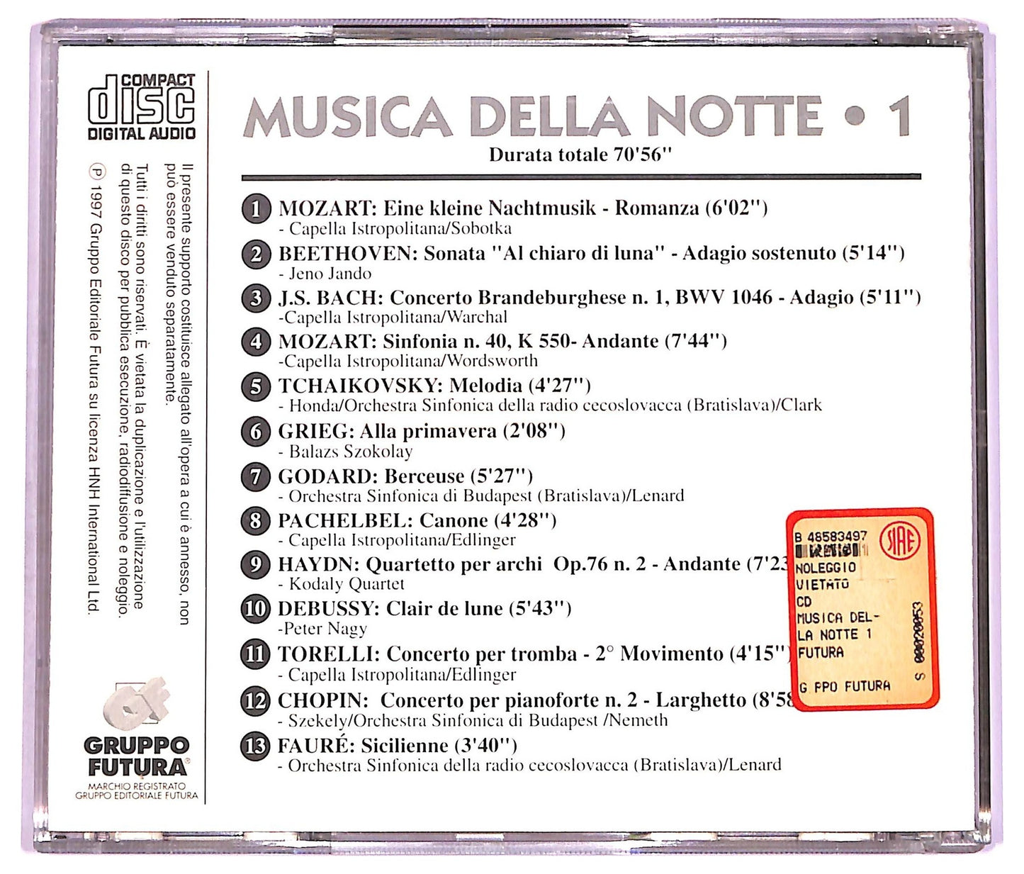 EBOND Various - Musica Della Notte 1 COMPILATION EDITORIALE JEWEL CASE CD CD066501