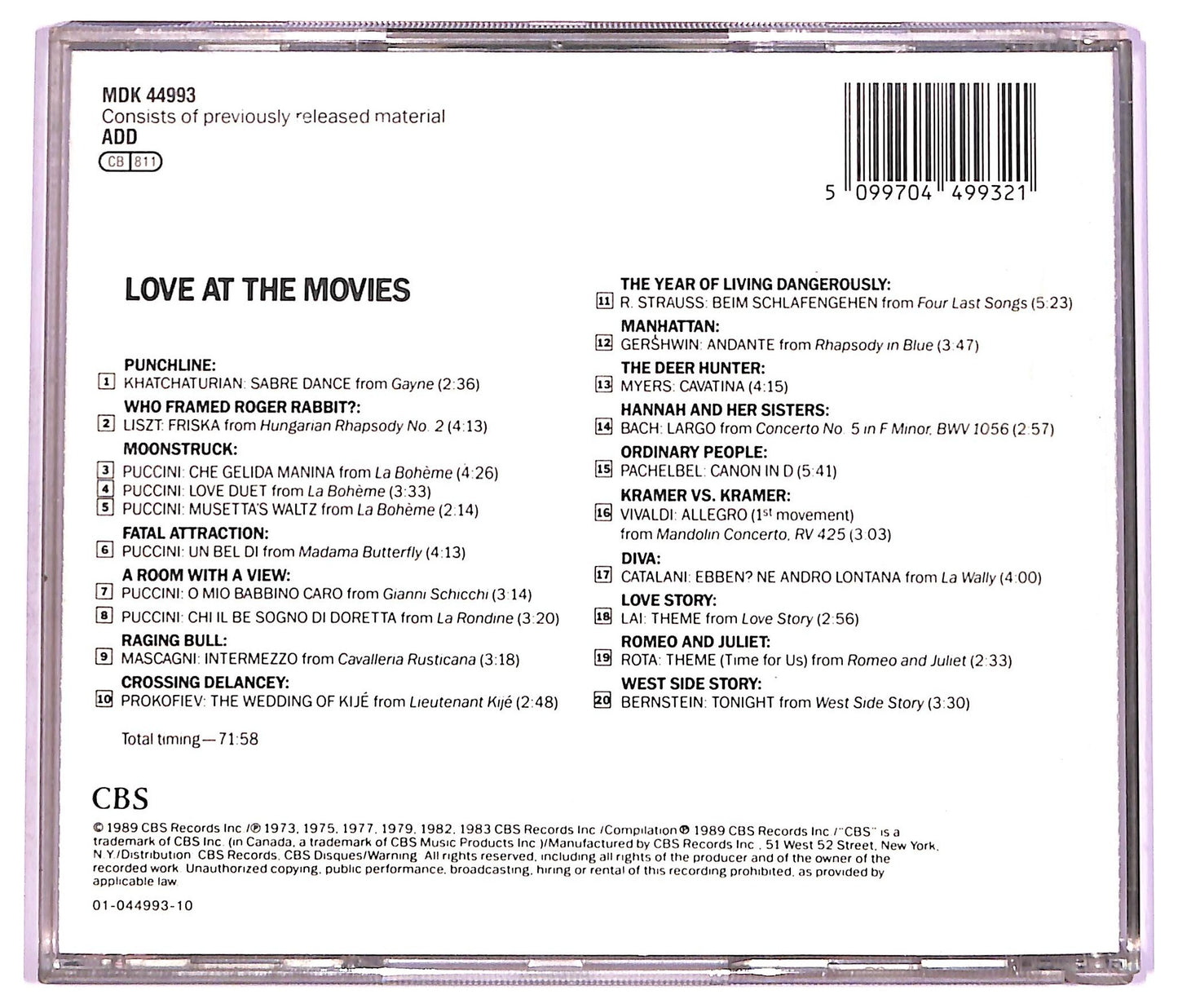 EBOND Various - Love At The Movies COMPILATION EDITORIALE JEWEL CASE CD CD066509