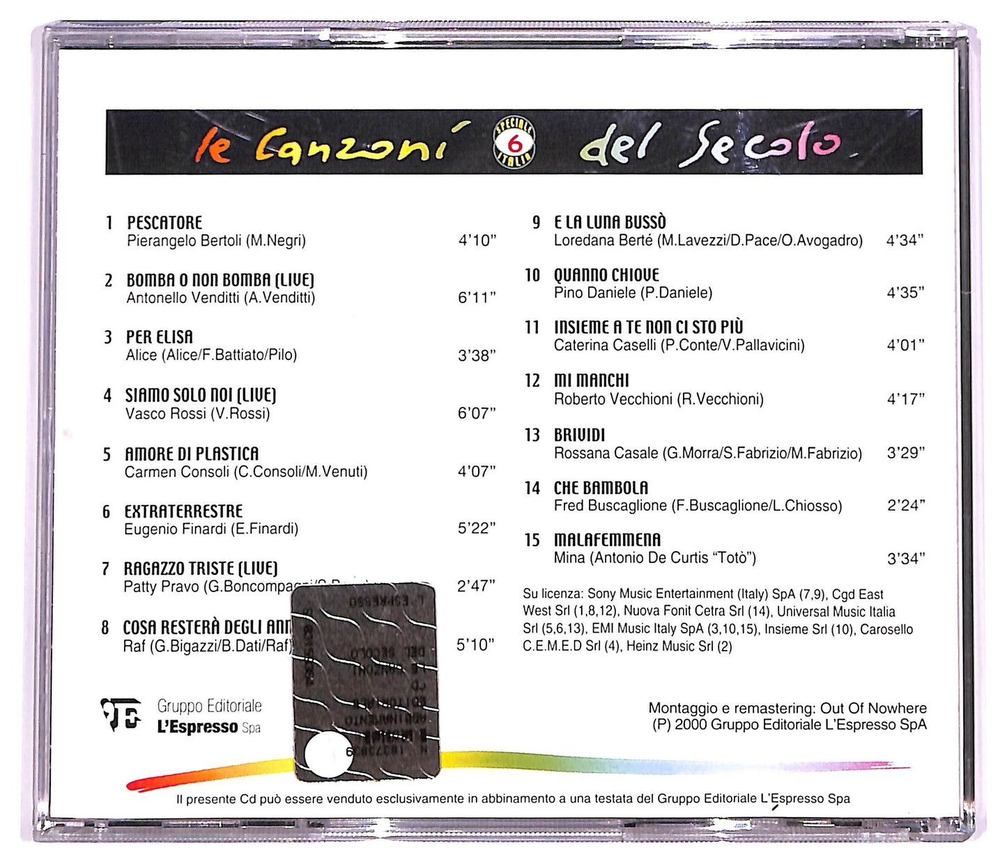 EBOND Various - Le Canzoni Del Secolo - Speciale Italia Vol. 6 COMPILATION EDITORIALE JEWEL CASE CD CD066607