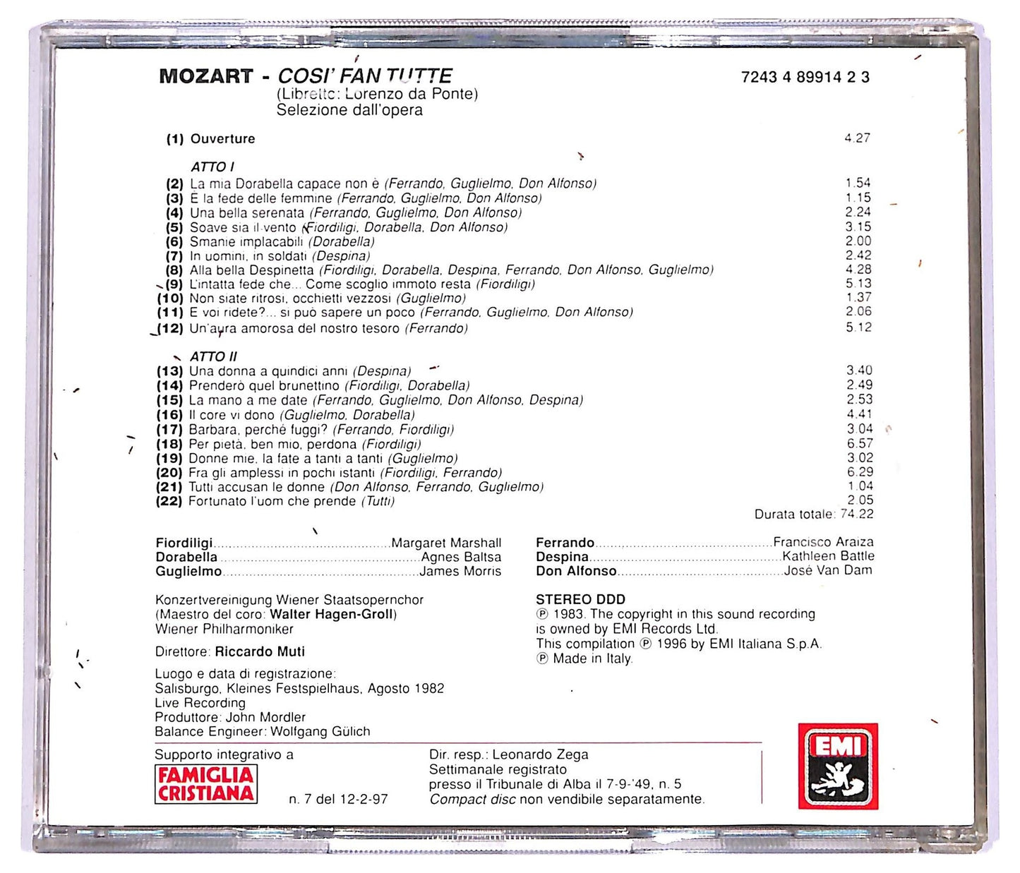 EBOND Wolfgang A Mozart - Cosi Fan Tutte Le Pagine Piu Belle COMPILATION EDITORIALE JEWEL CASE CD CD066730