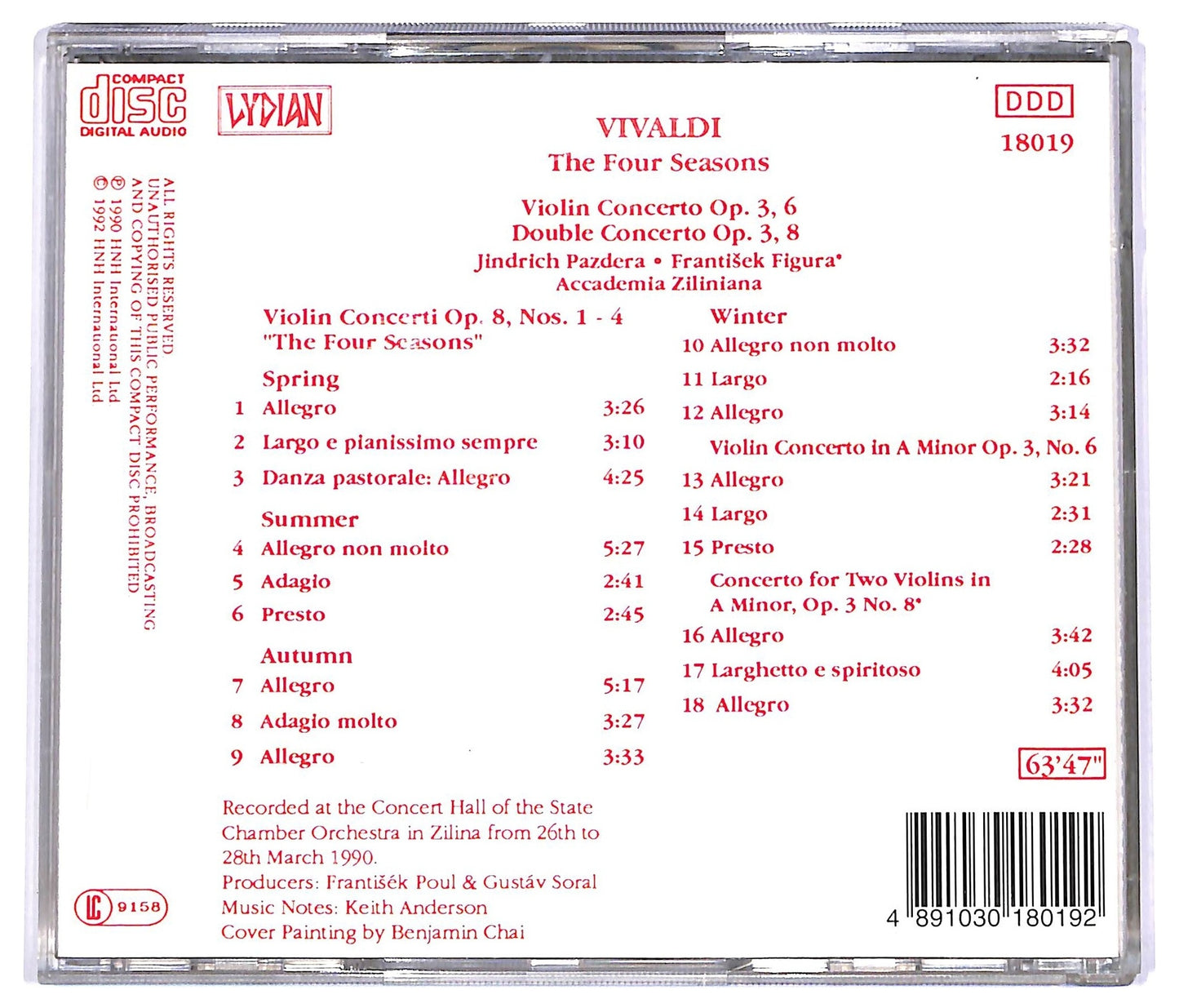 EBOND Vivaldi - The Four Seasons Violin Concerto Op. 3, 6 Double Concerto Op. 3, 8 CD CD066925