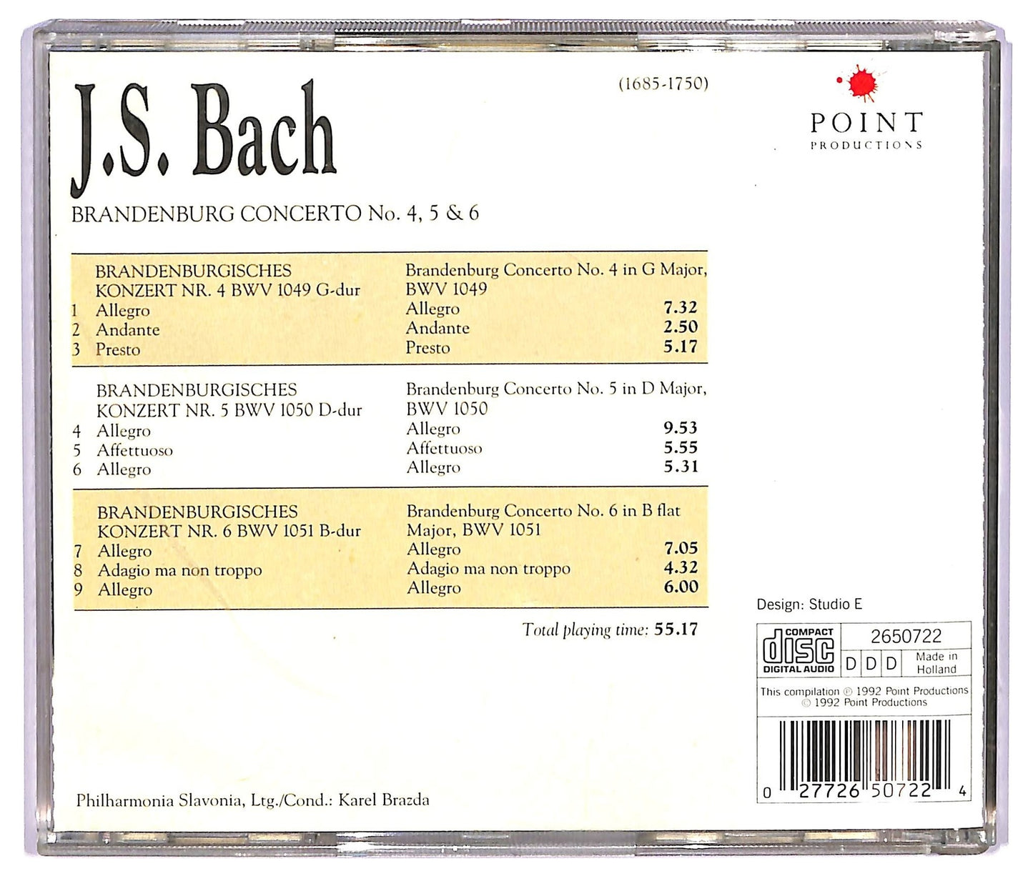 EBOND Bach - Brandenburg Concerto Nos. 4 5 e 6 ALBUM JEWEL CASE CD CD067126