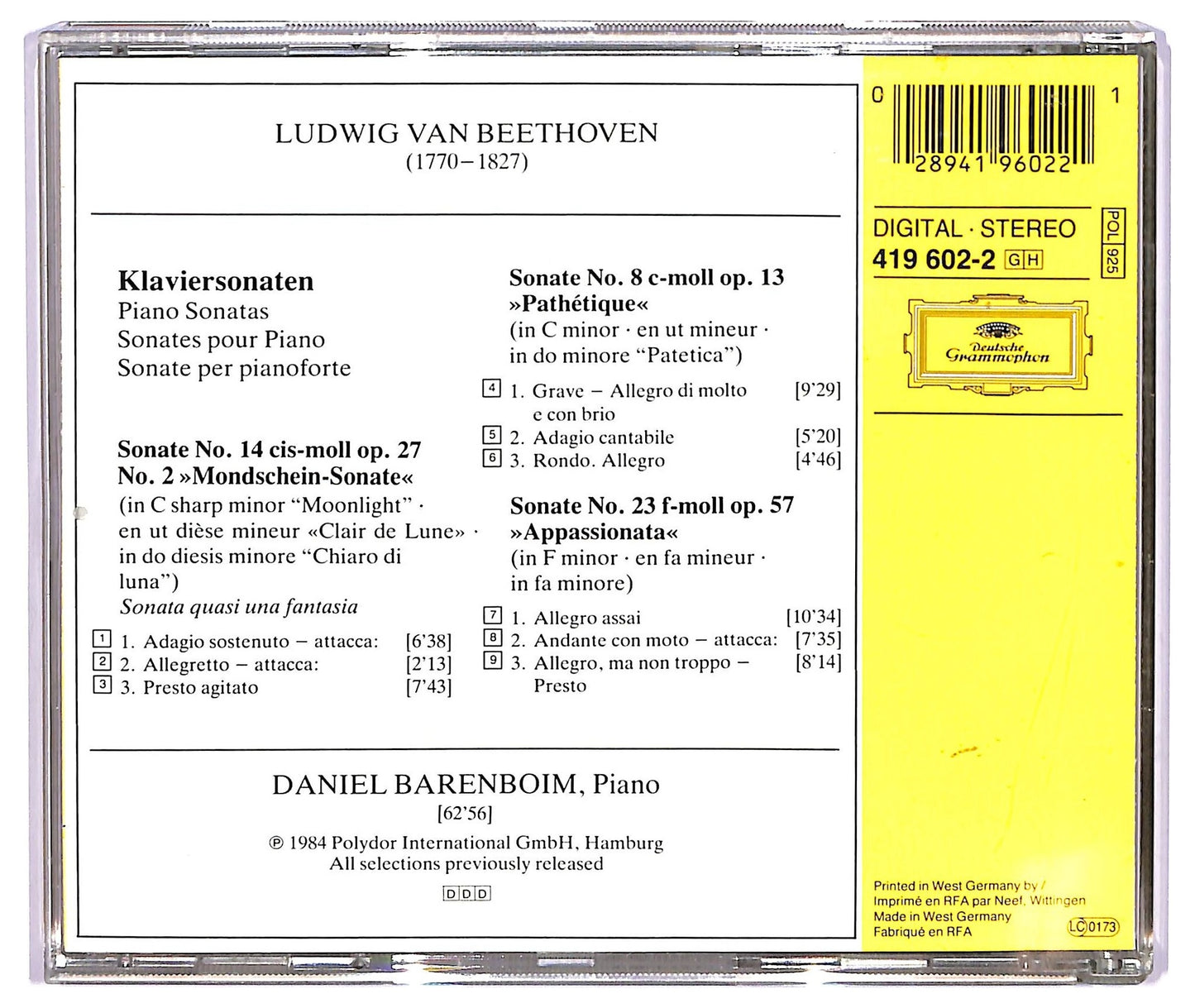 EBOND Beethoven Daniel Barenboim - Sonaten ALBUM JEWEL CASE CD CD067127