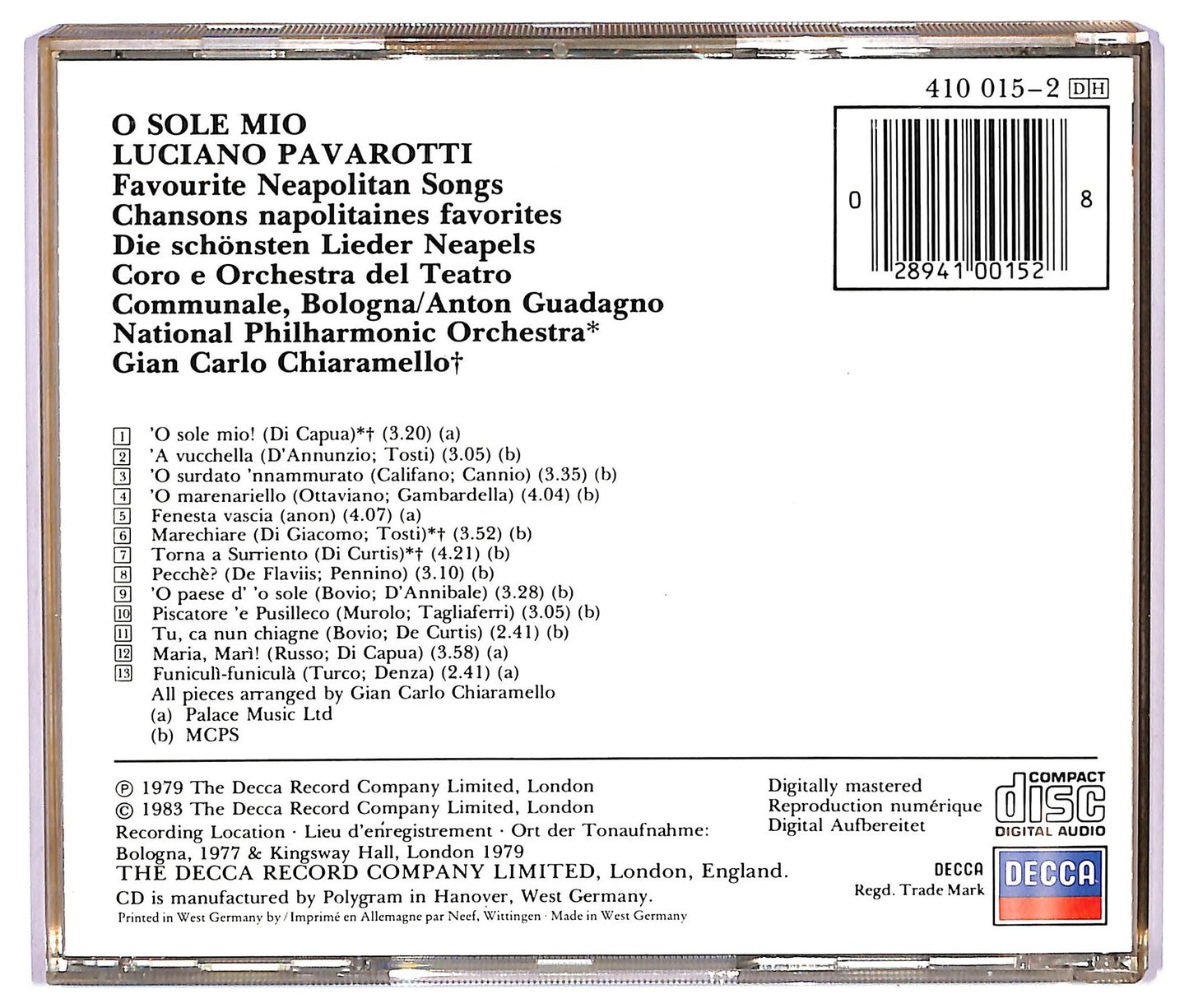 EBOND Luciano Pavarotti - O Sole Mio Favourite Neapolitan Songs ALBUM JEWEL CASE CD CD067146