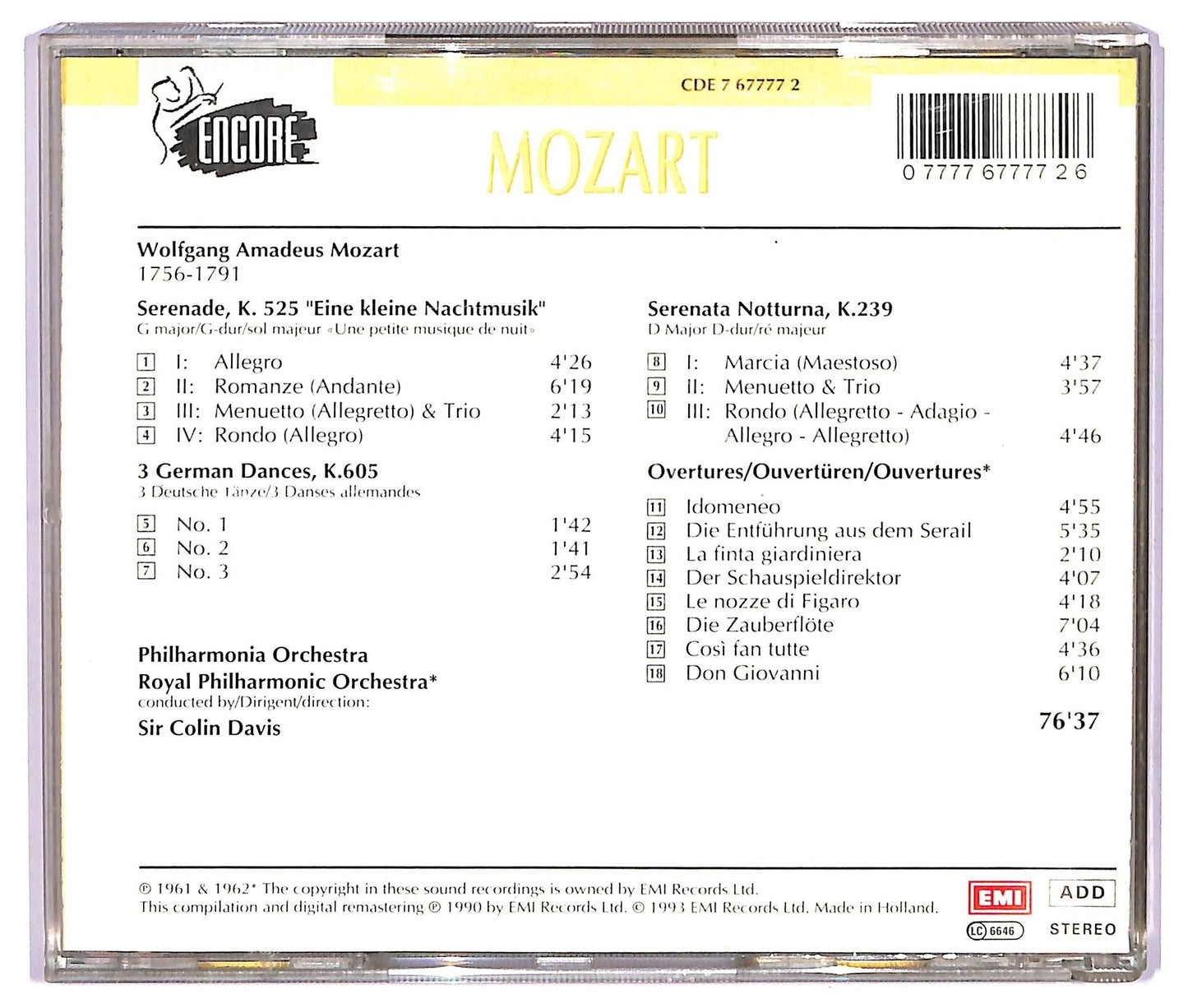 EBOND Mozart - Overtures CD CD067148