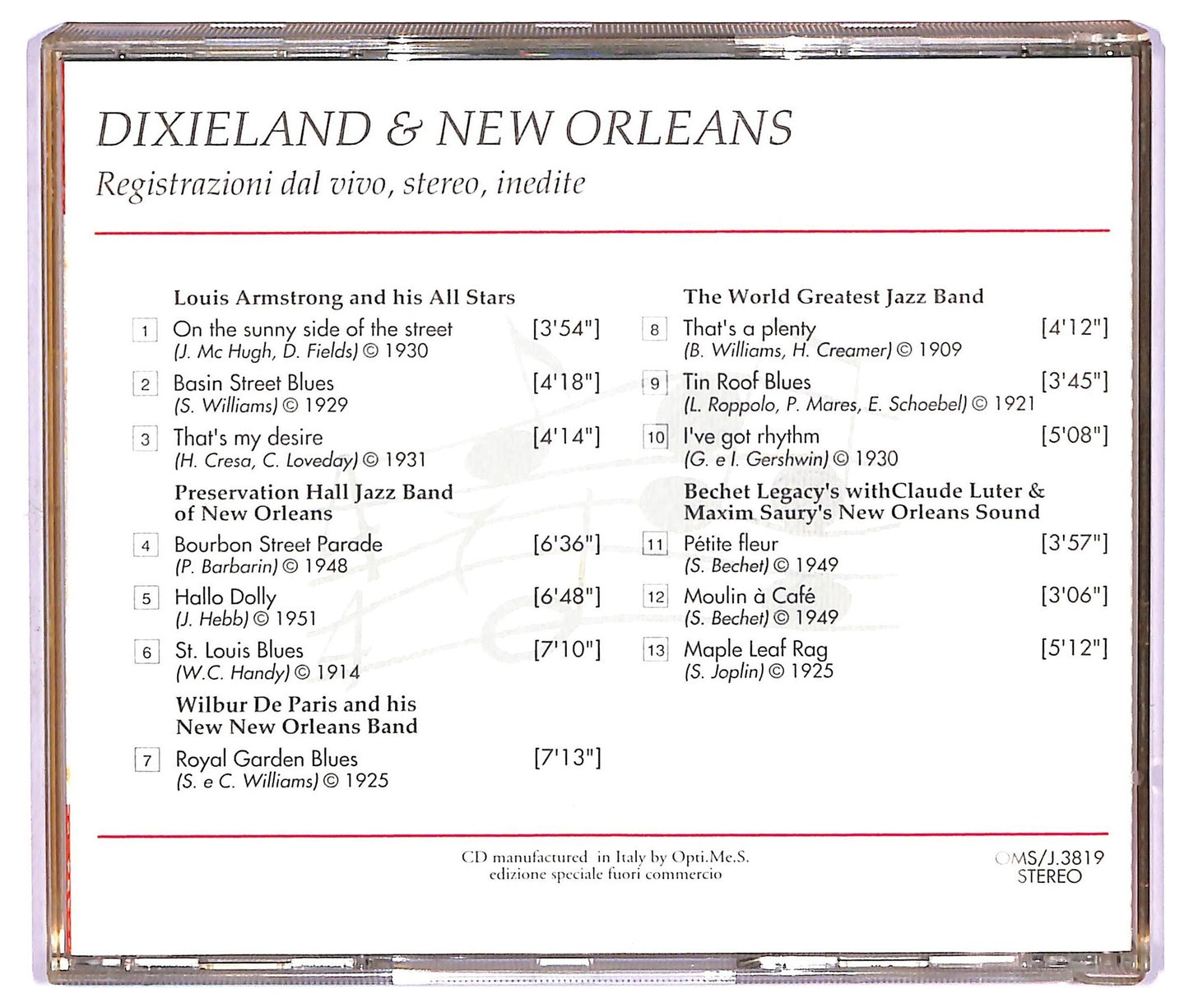 EBOND Various - Dixieland & New Orleans registrazioni dal vivo stereo inedite CD CD067241