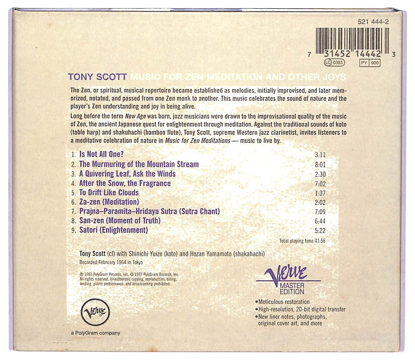 EBOND Tony Scott - Music For Zen Meditation And Other Joys ALBUM DIGIPACK CD CD067247