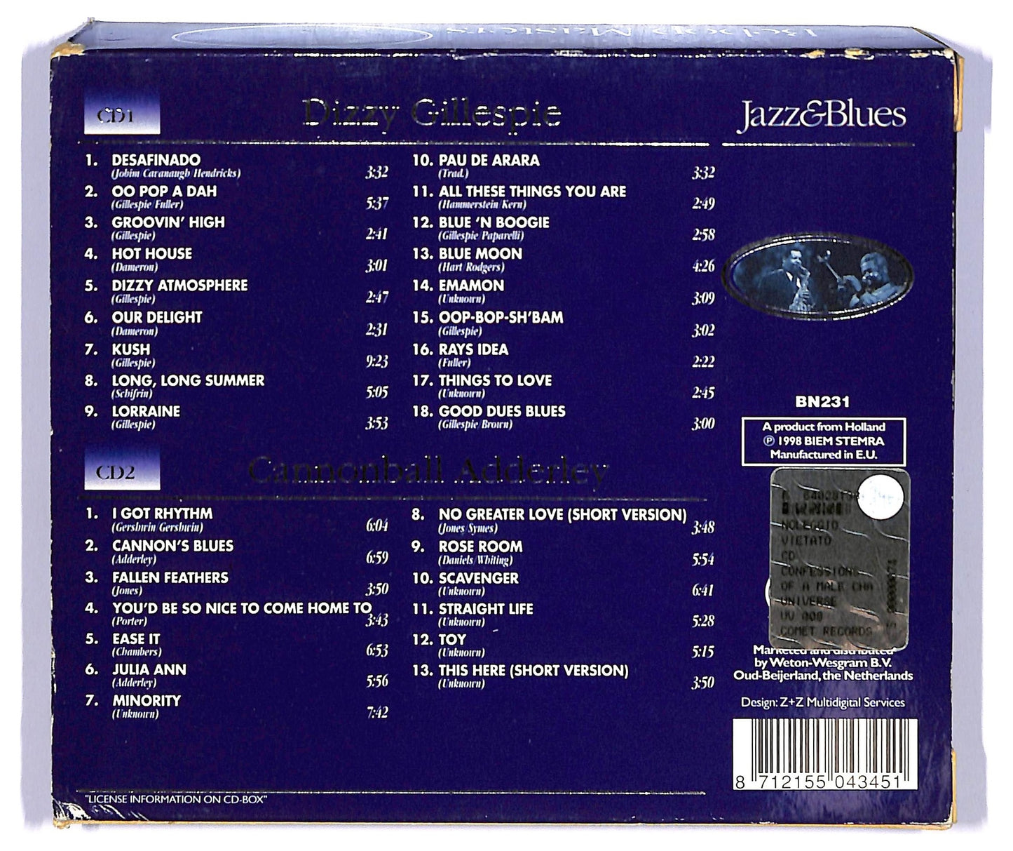 EBOND Dizzy Gillespie Cannonball Adderley - Bebop Masters COMPILATION BOX CD CD067426