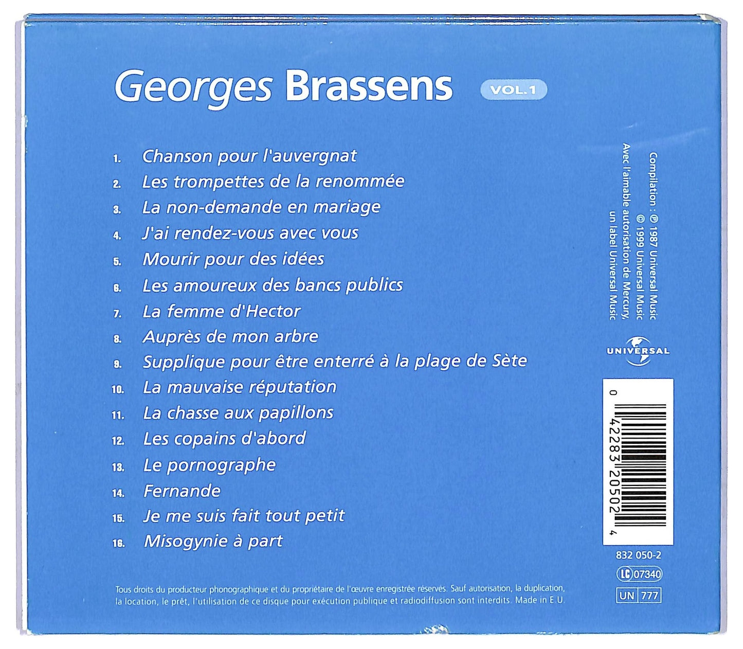 EBOND Georges Brassens - Vol. 1 COMPILATION DIGIPACK CD CD067552