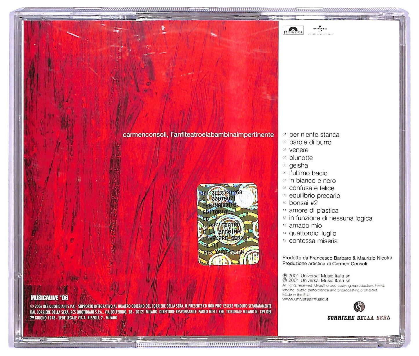 EBOND Carmen Consoli - L'Anfiteatro E La Bambina Impertinente CD CD067904
