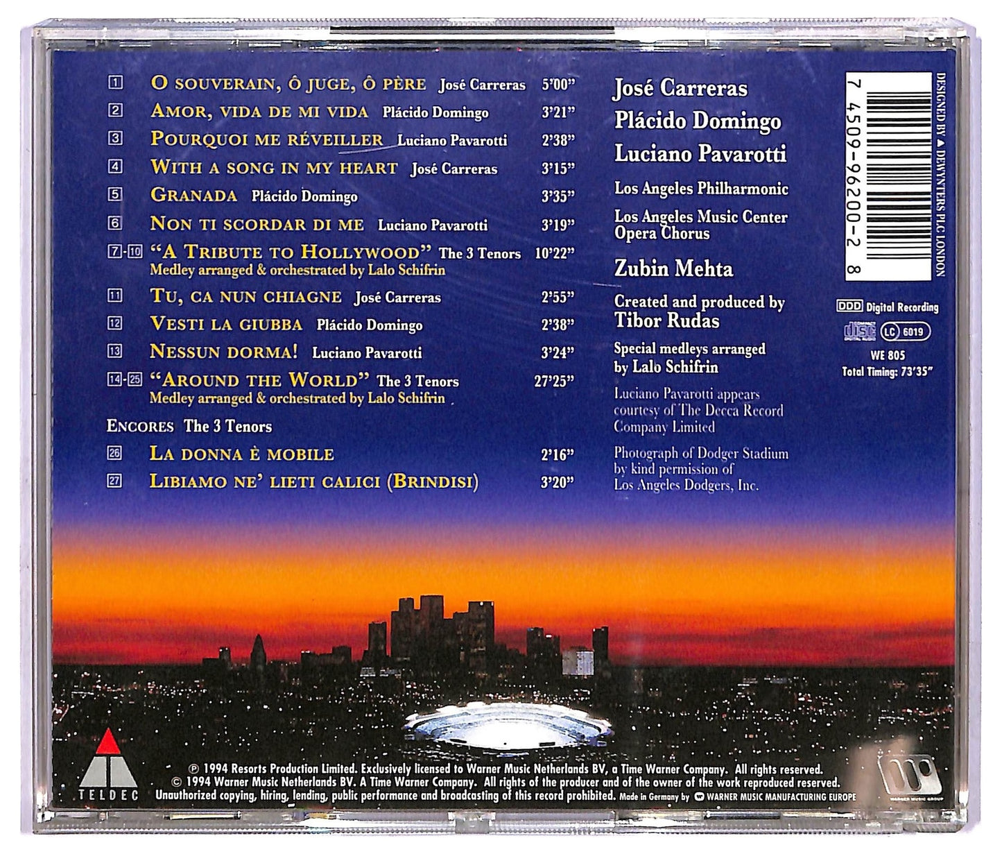 EBOND Carreras Domingo Pavarotti With Mehta - The 3 Tenors In Concert 1994 CD CD068526