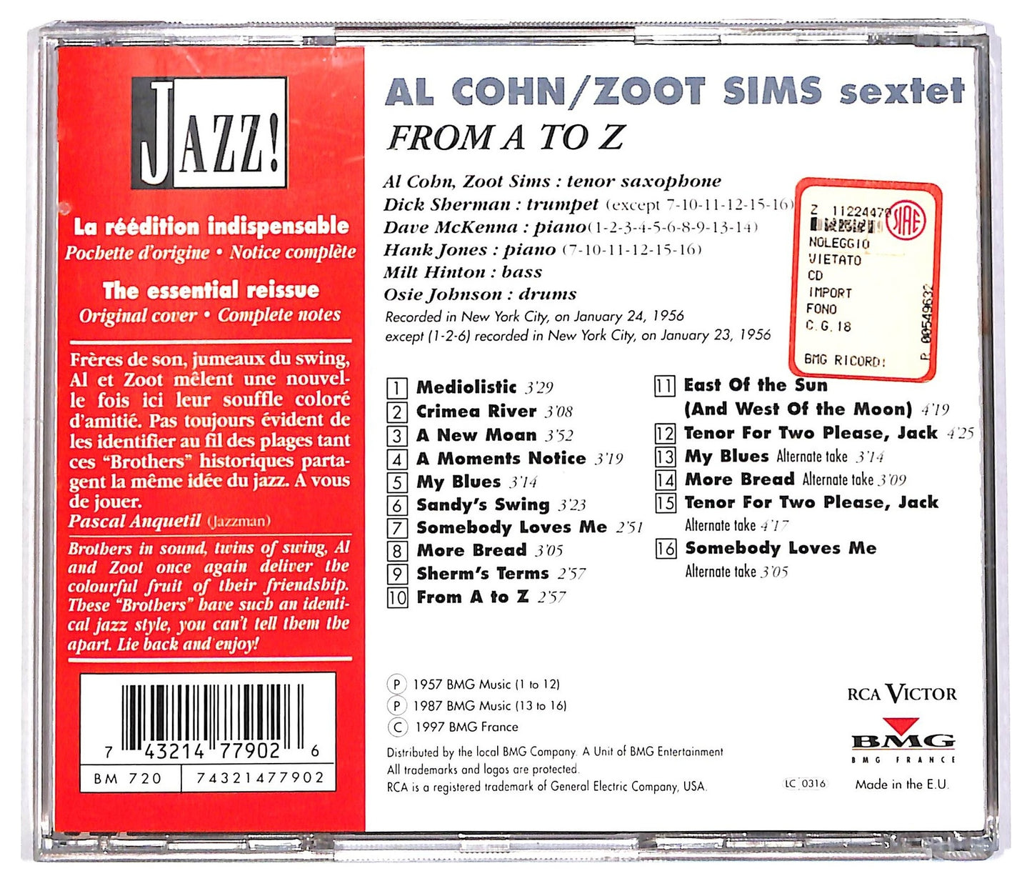 EBOND Zoot Sims Quartet - From to A Z CD CD068711