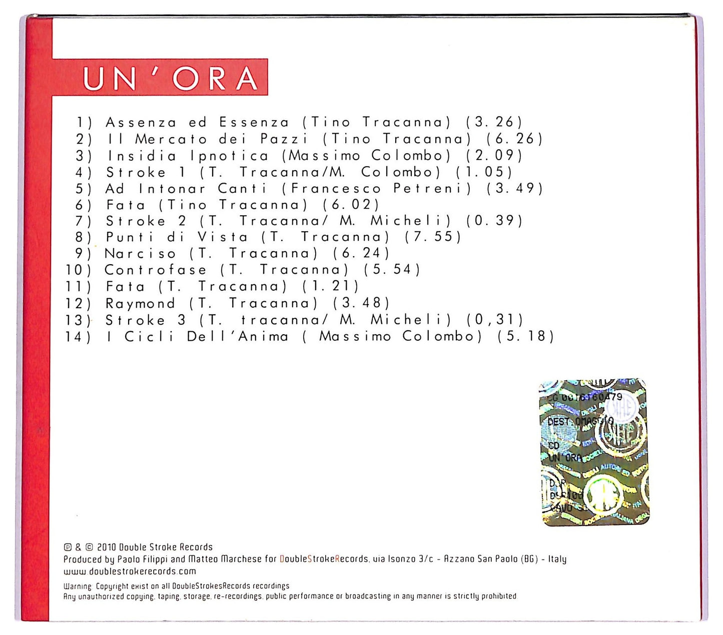 EBOND Tino Tracanna Quartet - Un 'Ora CD CD068766