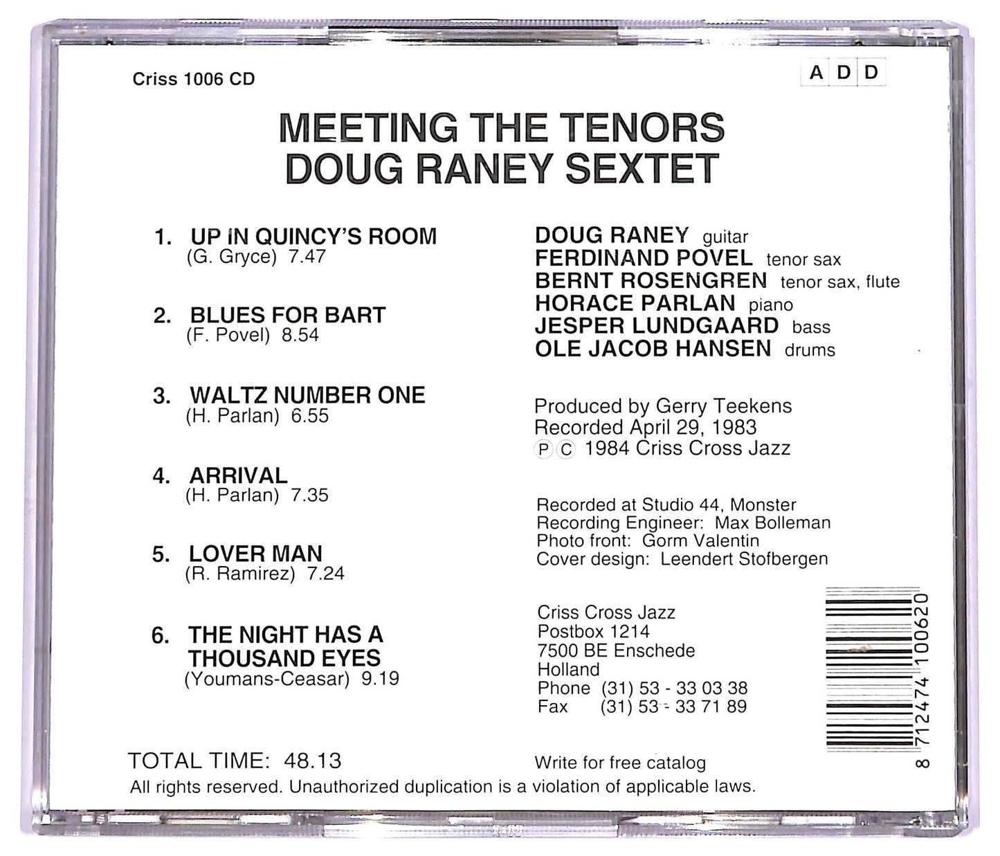 EBOND Doug Raney Sextet - Meeting The Tenors CD CD068815
