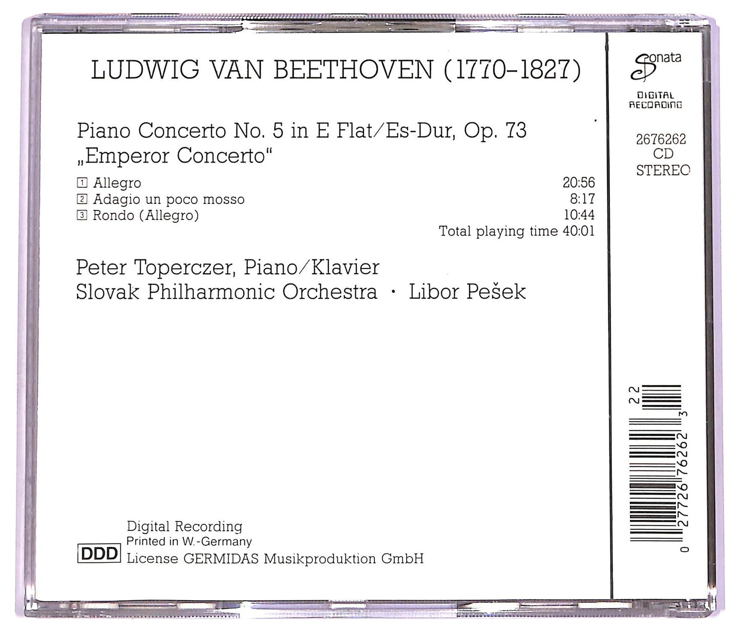 EBOND Beethoven - Piano Concerto No. 5 In E Flat Op. 73 Emperor Concerto CD CD068838