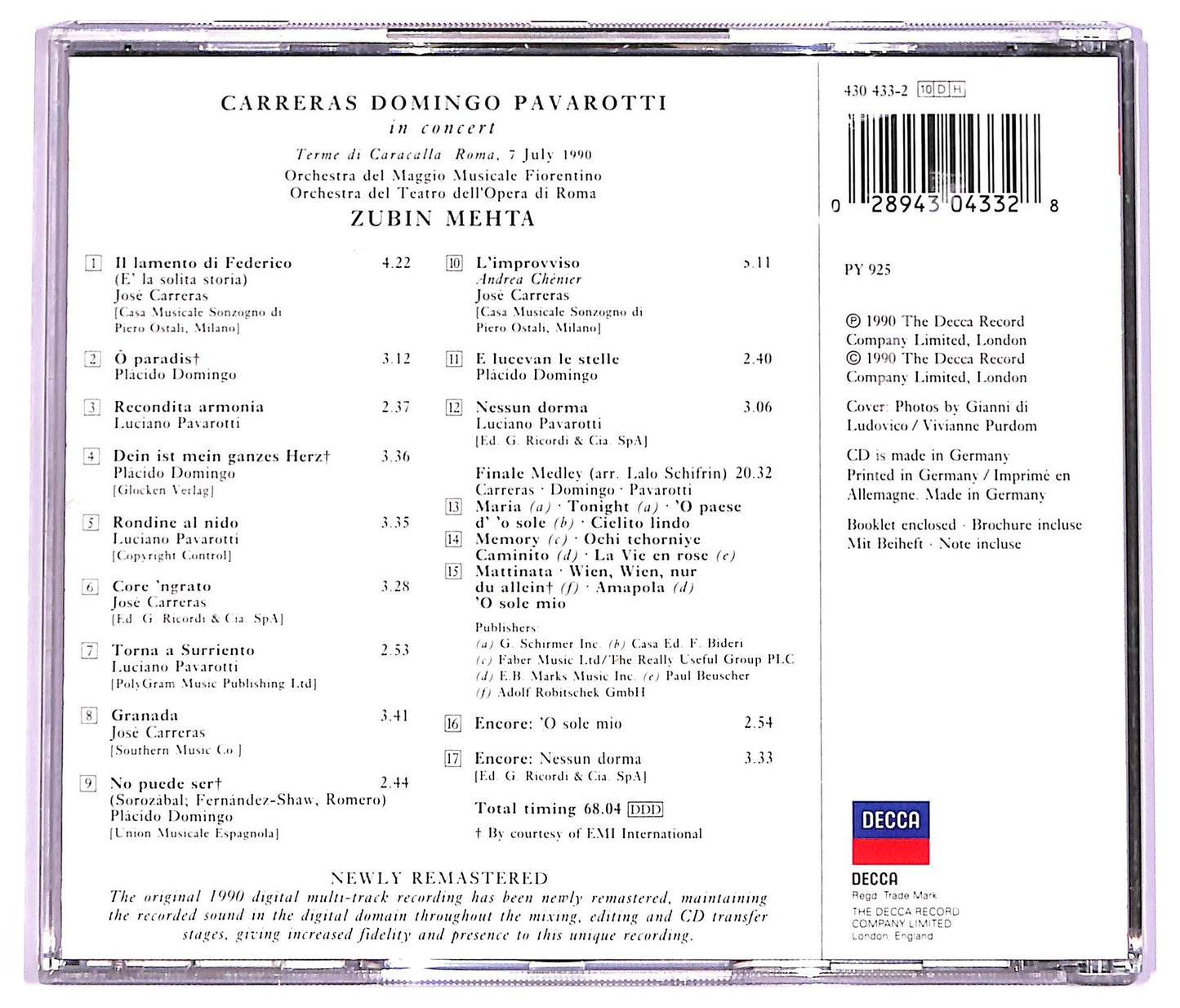 EBOND Carreras Domingo Pavarotti Mehta - In Concert CD CD069042