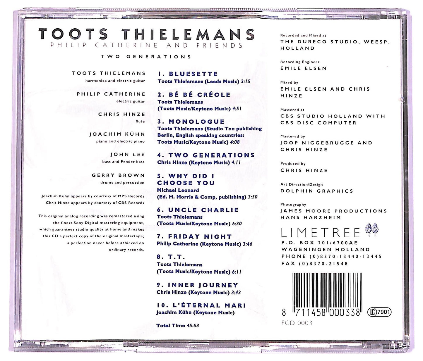 EBOND Toots Thielemans Philip Catherine And Friends - Two Generations CD CD069405