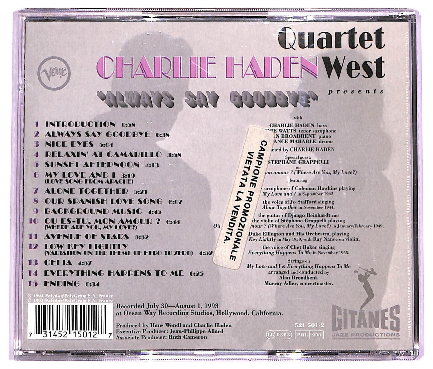 EBOND Charlie Haden Quartet West - Always Say Goodbye CD CD069417