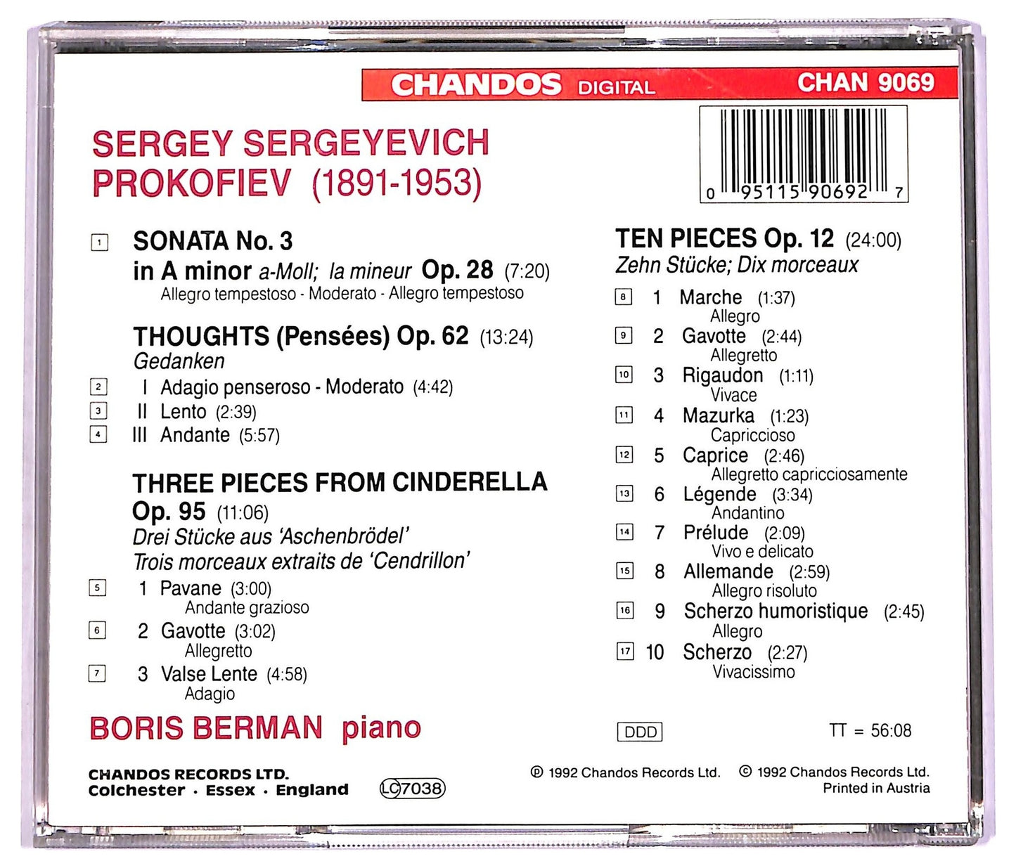 EBOND Prokofiev - Boris Berman - Vol. 6 Of The Complete Piano Music CD CD069550