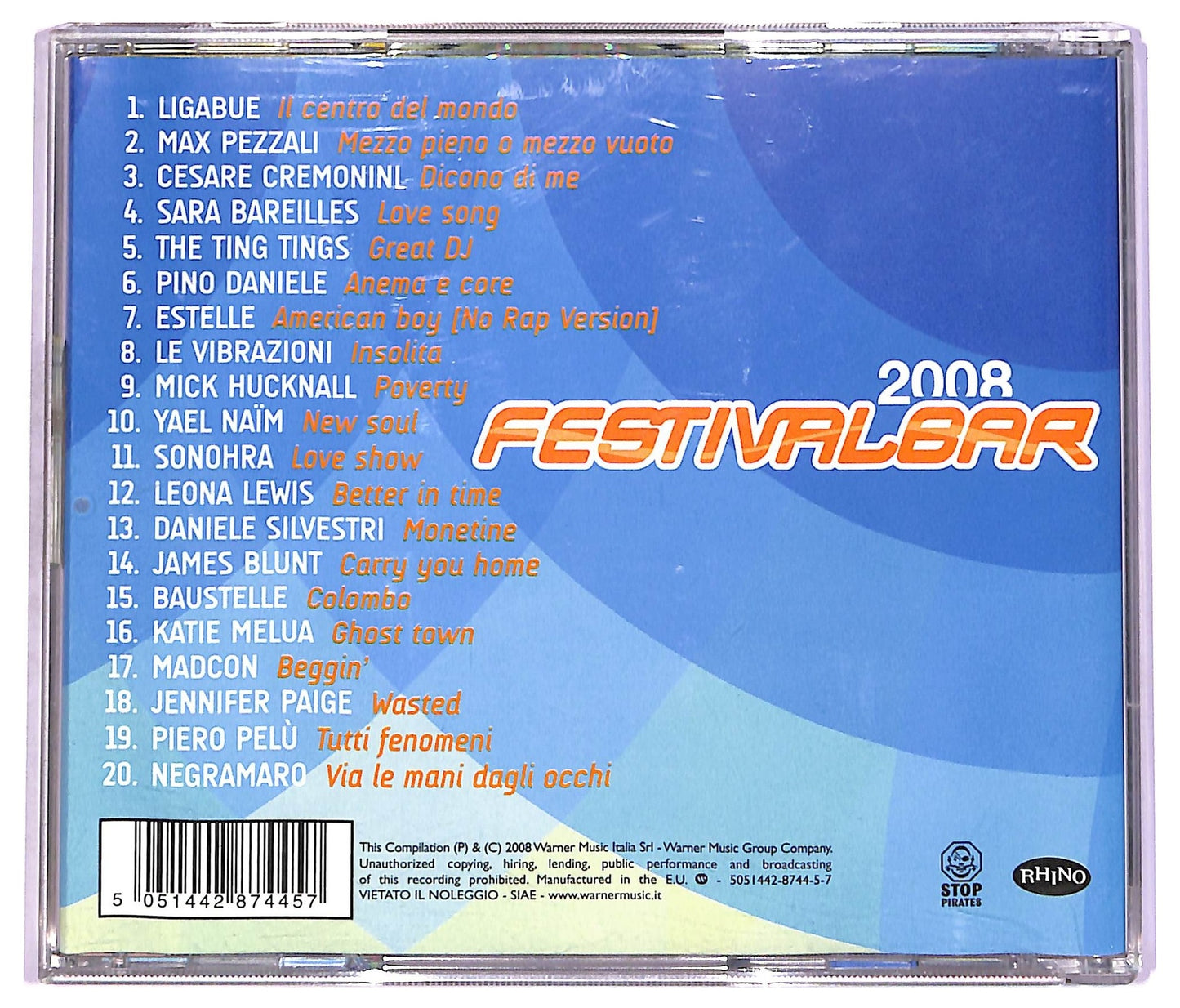 EBOND Various - Festivalbar 2008 - Compilation Blu CD CD070122