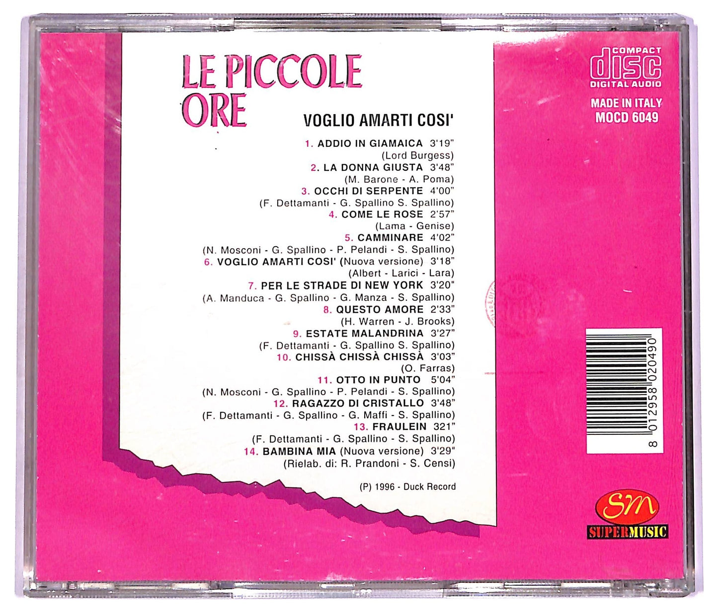 EBOND Le Piccole Ore - Voglio Amarti Cosi CD CD070204