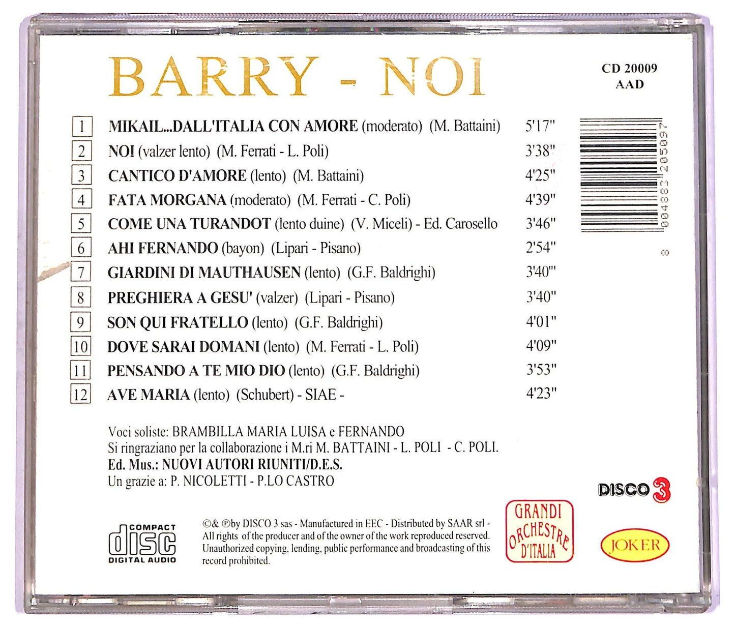 EBOND Barry - Noi CD CD070223