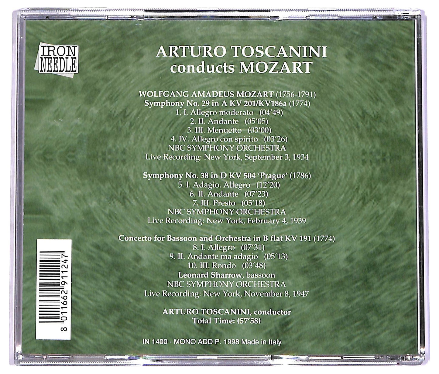 EBOND Arturo Toscanini Mozart - SYmphony No.29 KV 201 CD CD070413