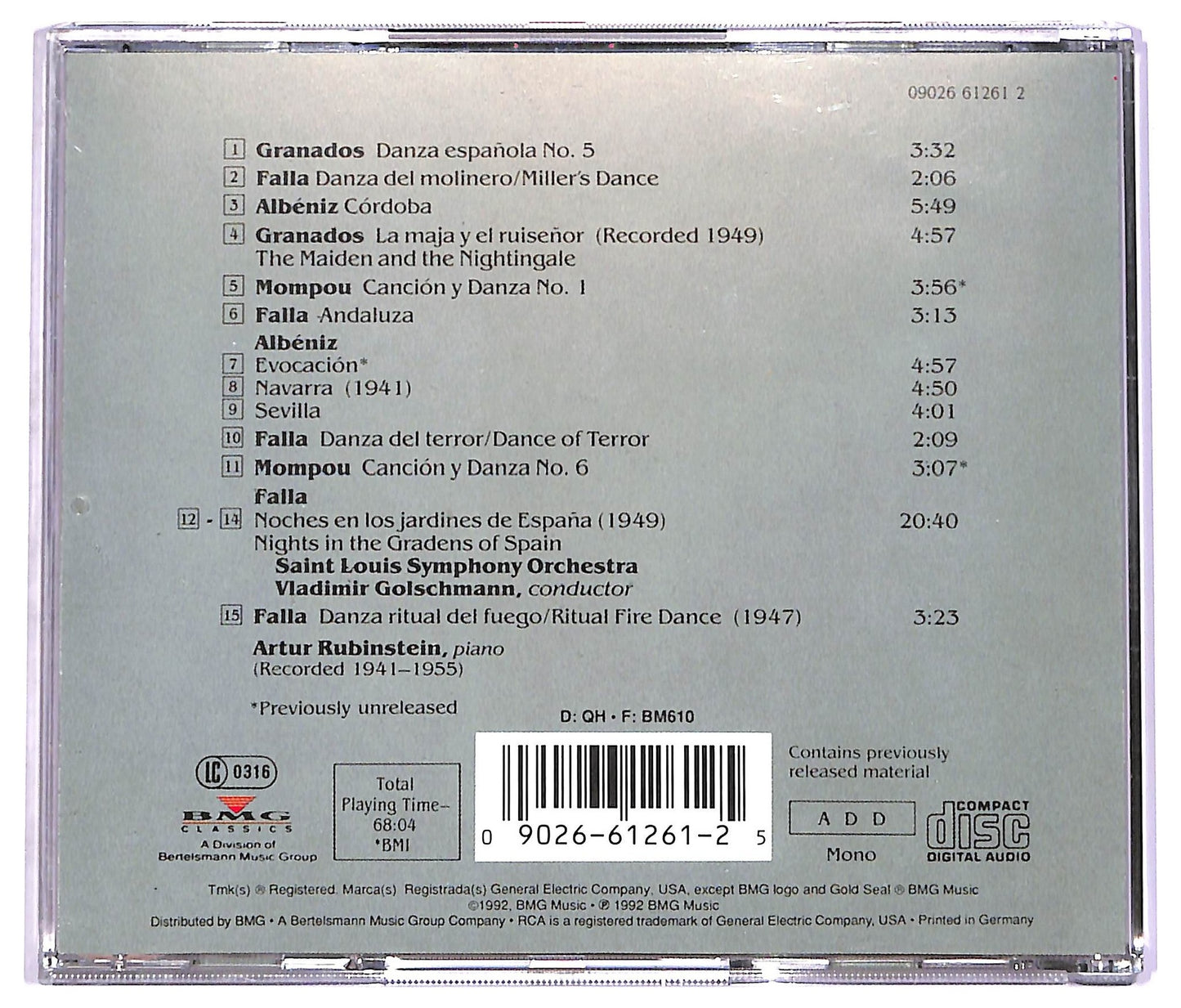 EBOND Arthur Rubinstein - Music Of Spain CD CD070425