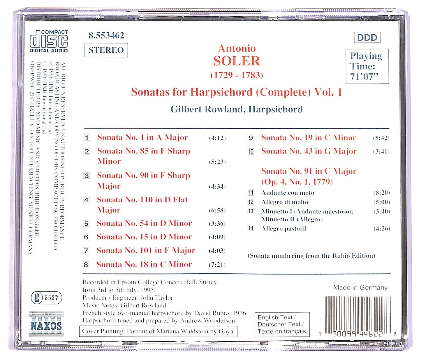 EBOND Antonio Soler - Sonatas For Harpsichord (Complete), Volume 1 CD CD070450