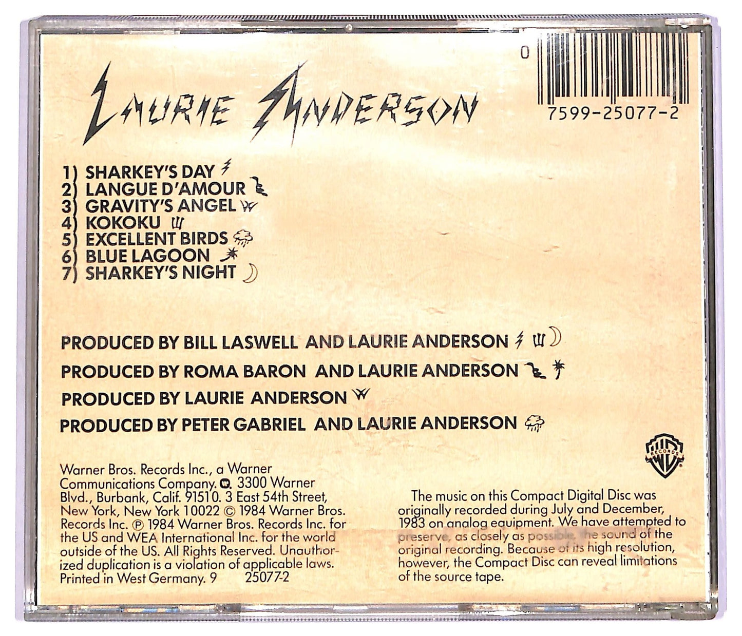 EBOND Laurie Anderson - Mister Heartbreak CD CD070502