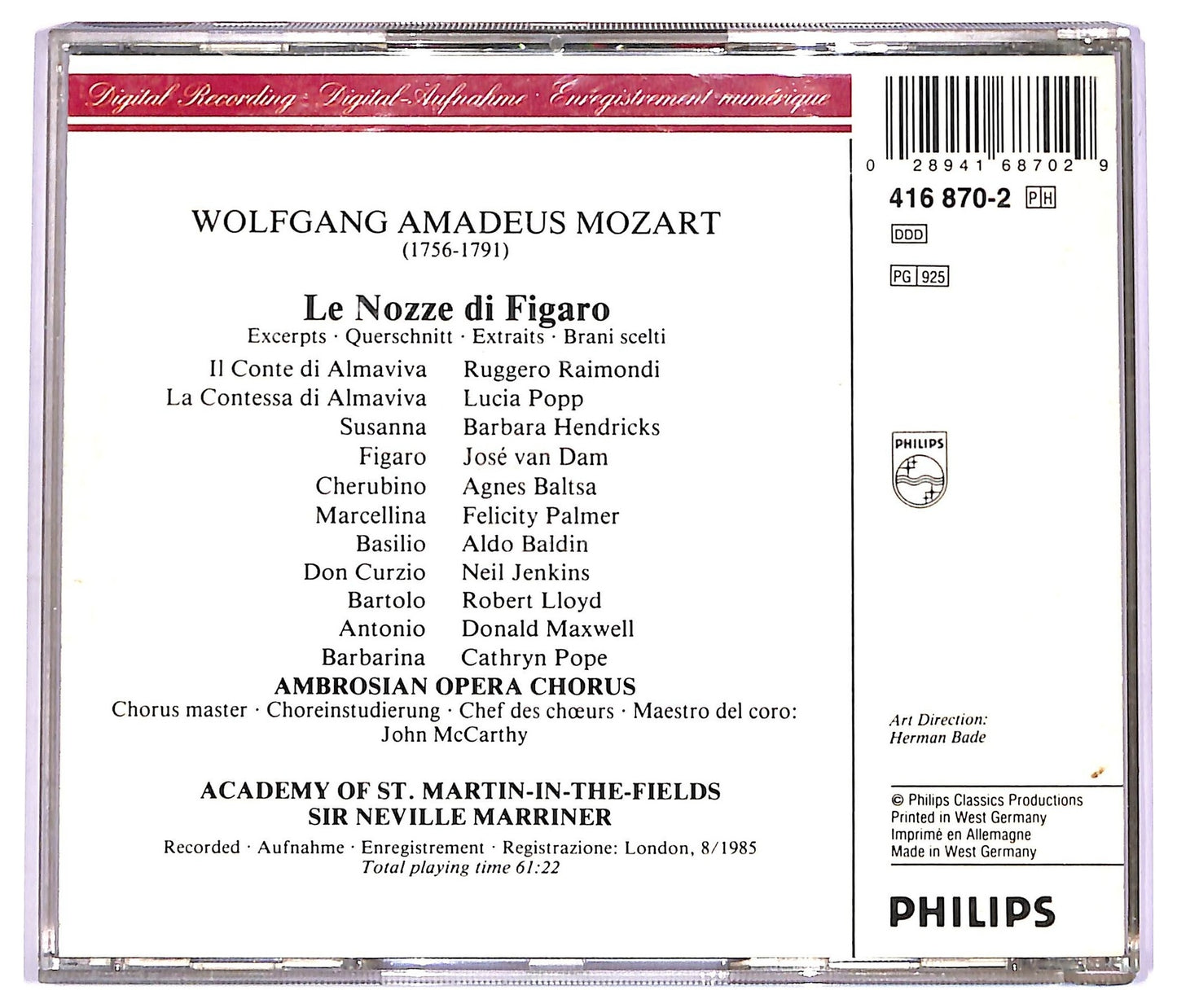 EBOND Mozart  - Le Nozze Di Figaro. Highlights CD CD070534