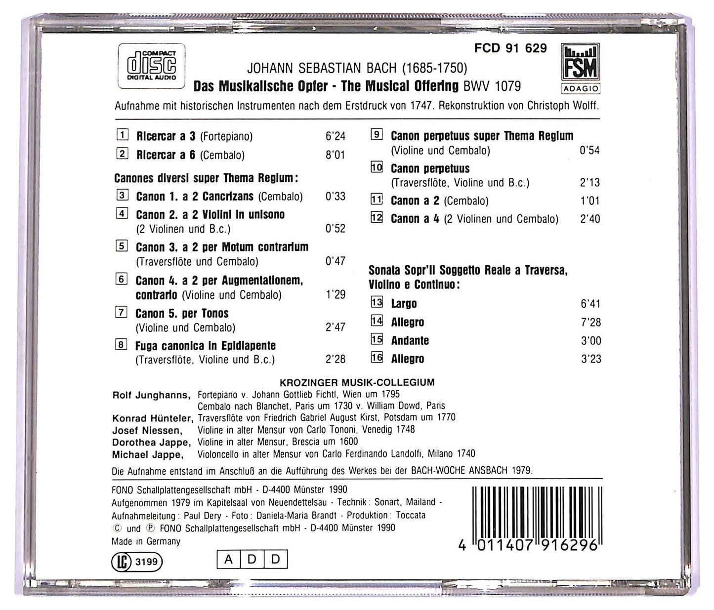 EBOND Johann Sebastian Bach Krozinger Musik-collegium - The Musical Offering CD CD070607