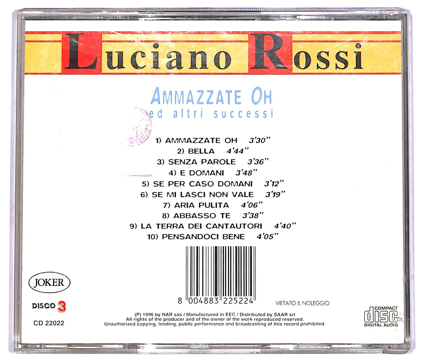 EBOND Luciano Rossi - Ammazzate Oh Ed Altri Successi CD CD070745