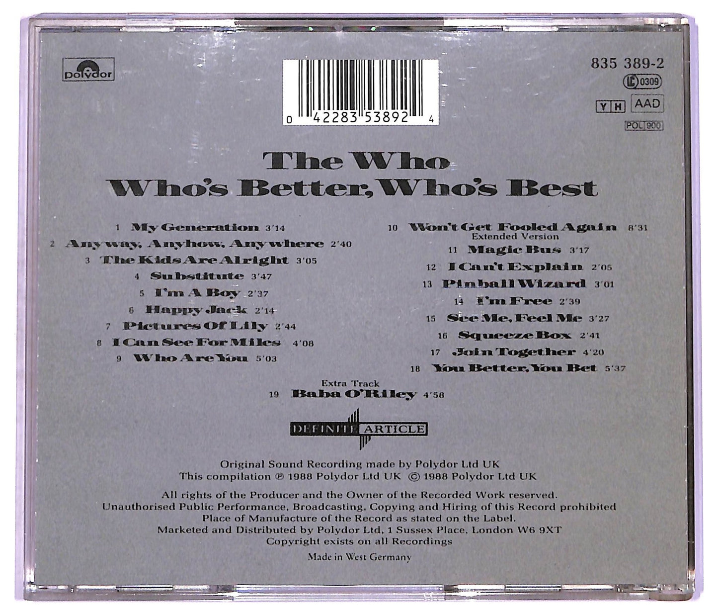 EBOND The Who - Who's Better, Who's Best CD CD071117