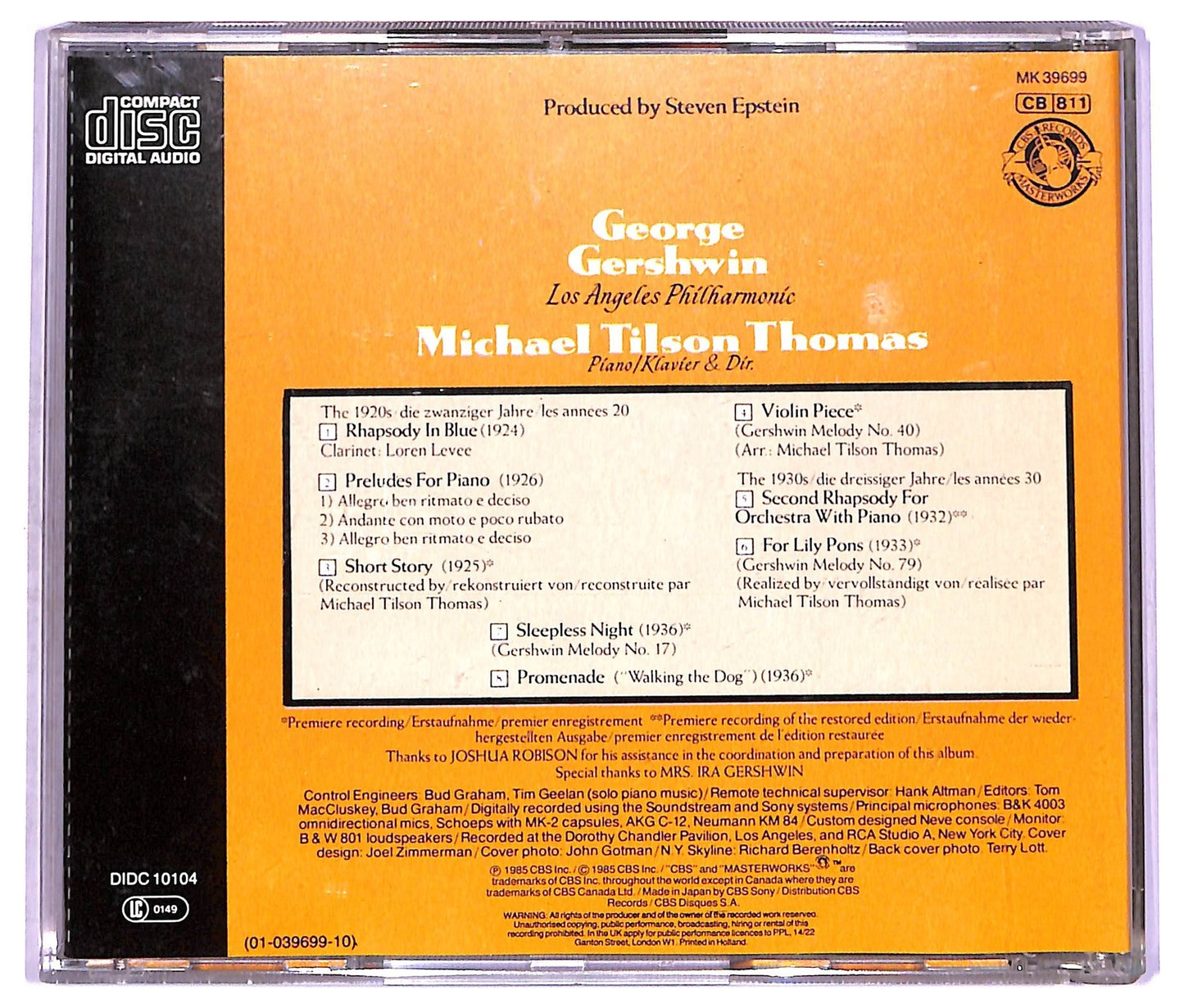 EBOND Gershwin - Rhapsody In Blue Second Rhapsody For Orchestra With Piano CD CD071125