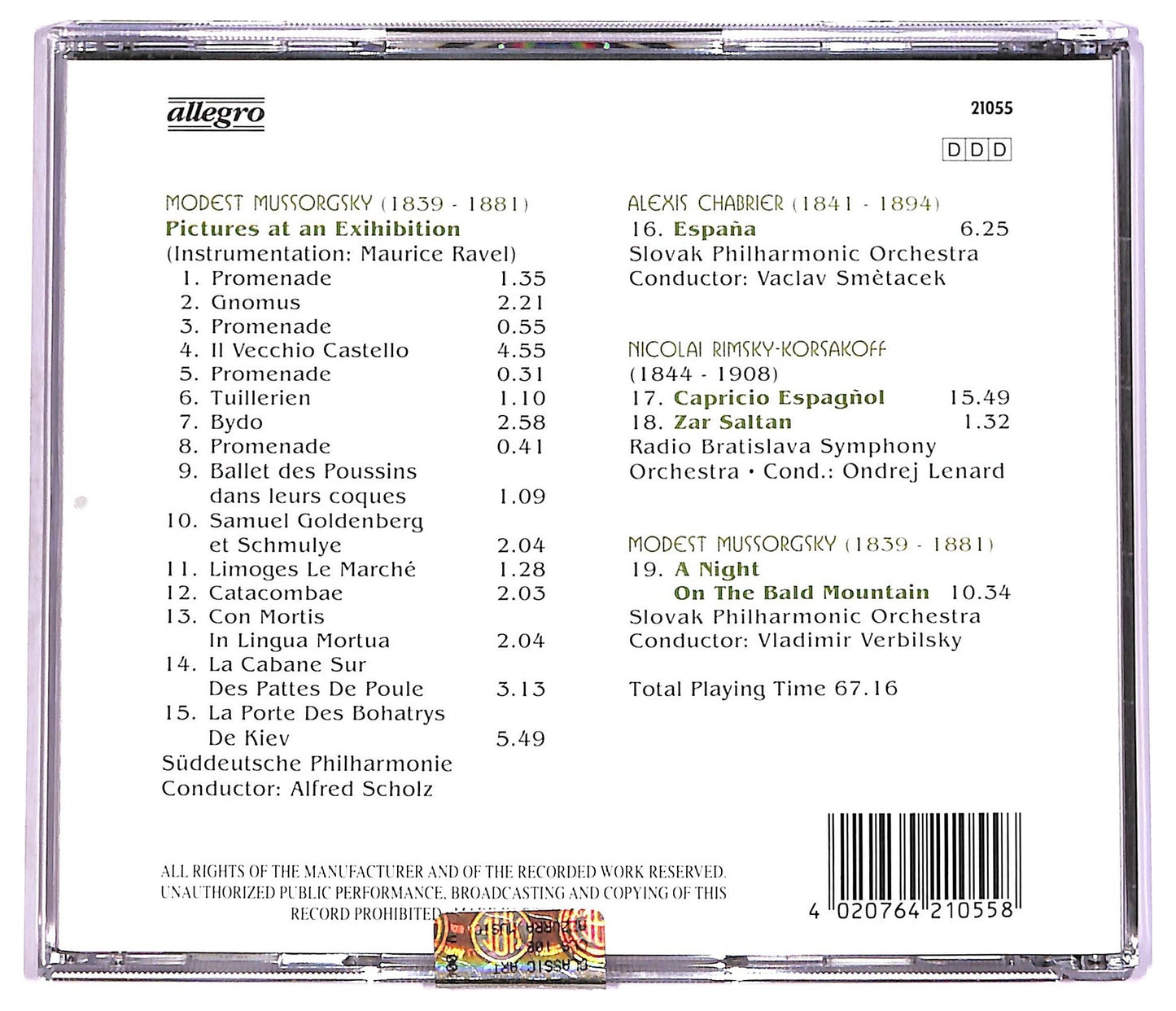 EBOND Mussorgsky  - Pictures At An Exhibition CD CD071648