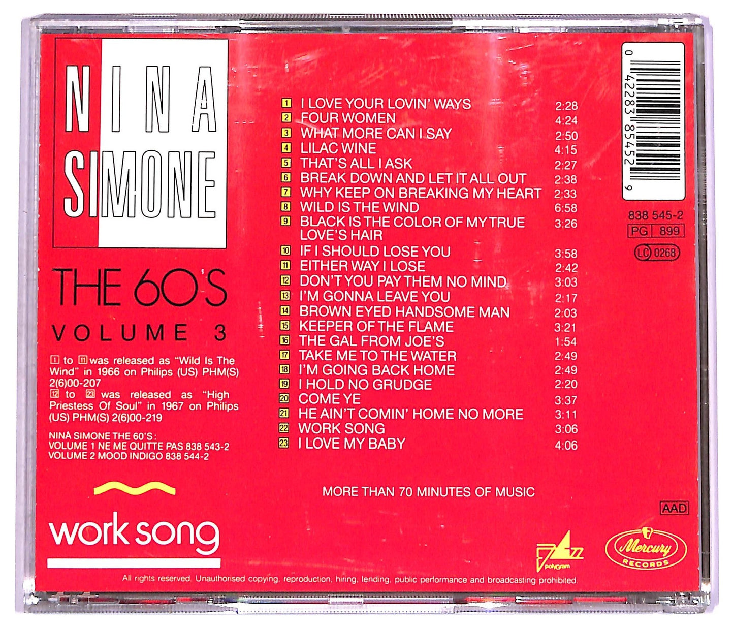 EBOND Nina Simone - The 60'S Volume 3 - Work Song CD CD071803