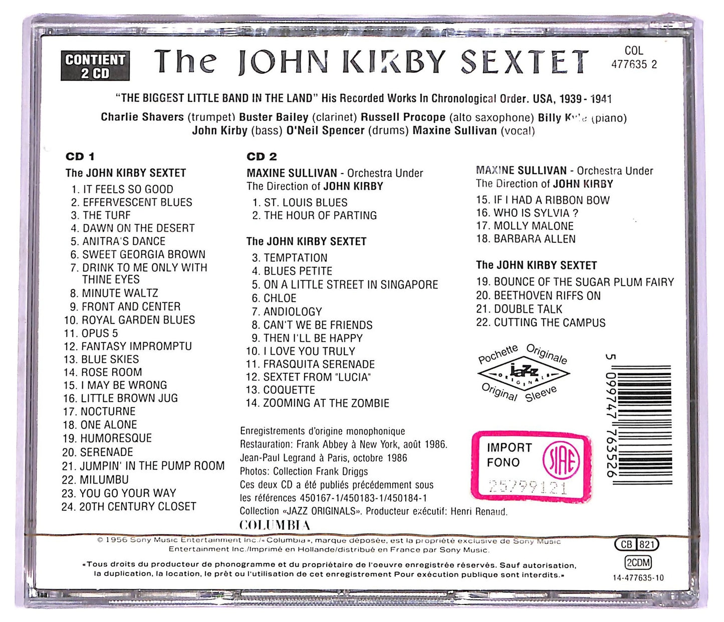 EBOND The John Kirby Sextet - 1939-1941 CD CD071830