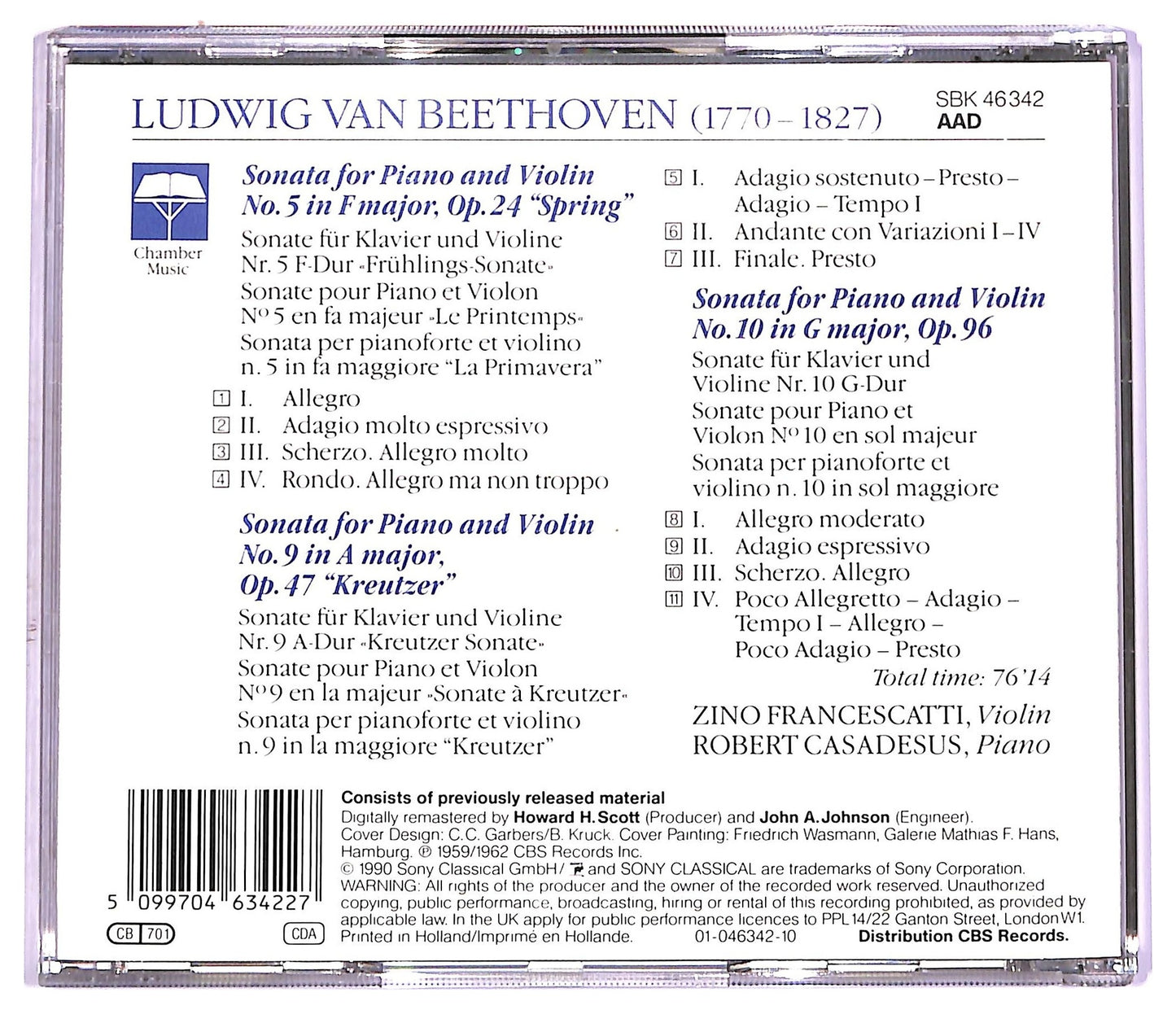 EBOND Beethoven - Violin Sonatas No. 5 Spring - No. 9 Kreutzer - No. 10 CD CD071833
