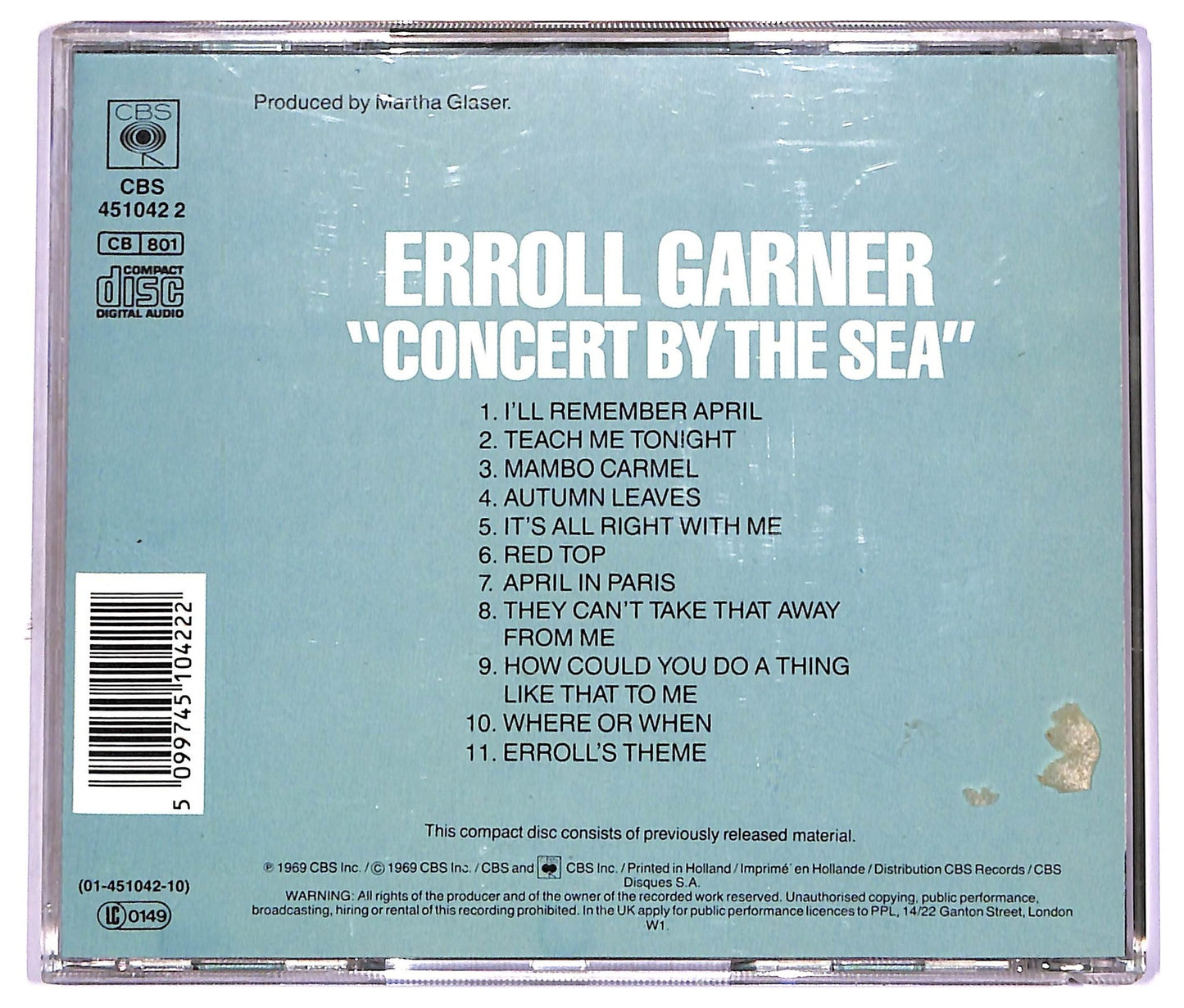EBOND Erroll Garner - Concert By The Sea CD CD071841